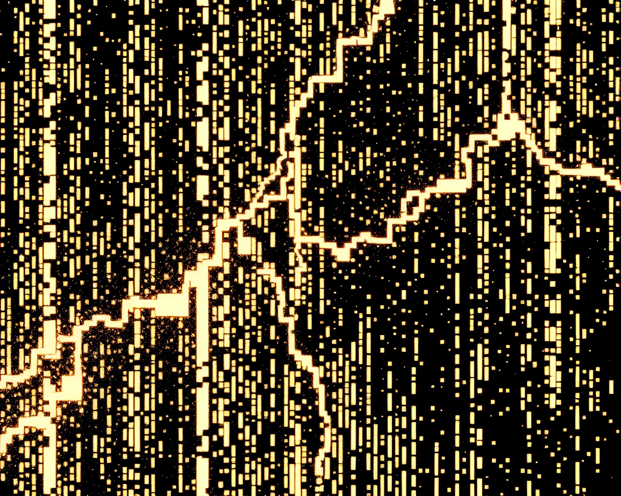 Fractal Anime Woodblock Print in Pixelated Light – free AI stock image