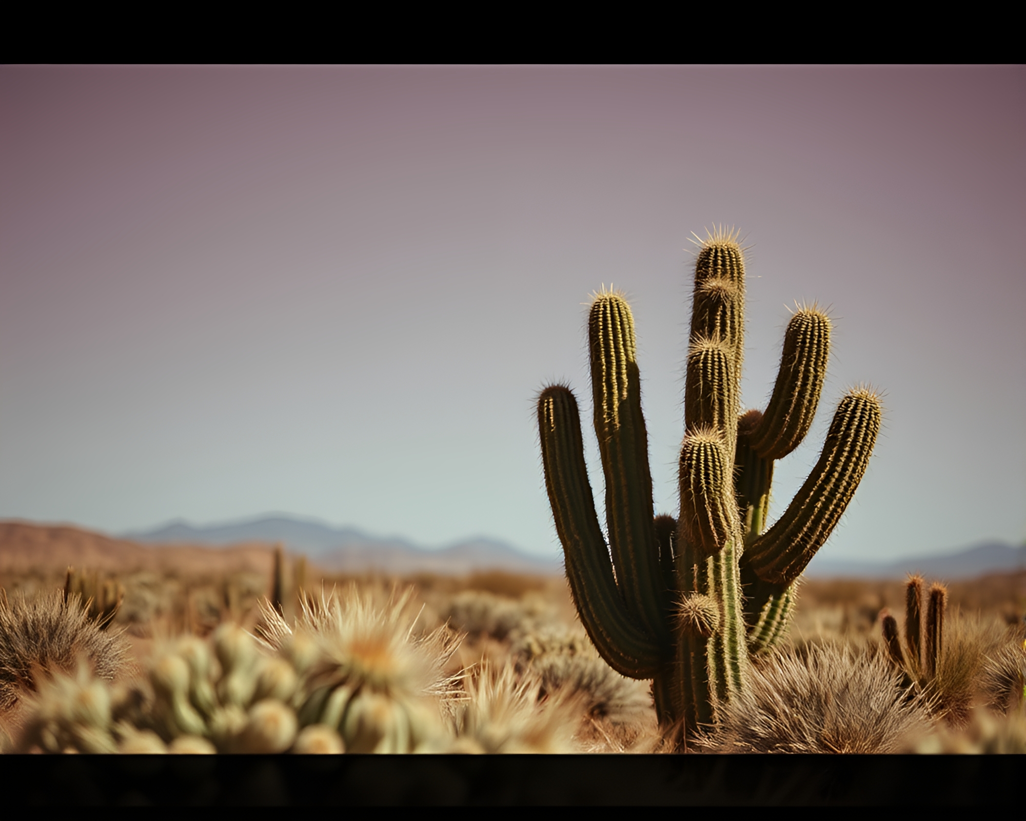 Desert Cactus Landscape with Film Strip Border – free AI stock image