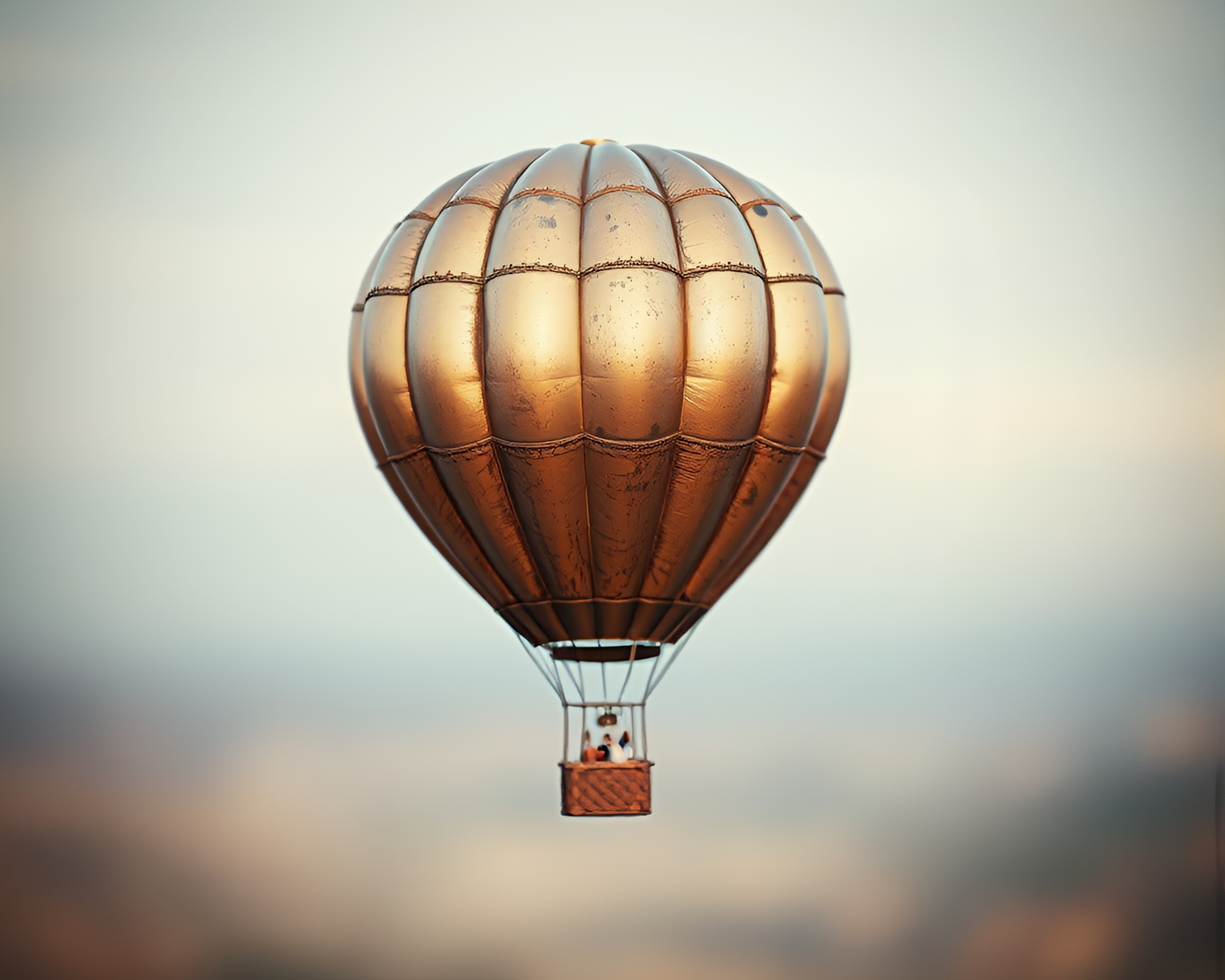 Dreamy Bronze Patina Hot Air Balloon Adventure – free AI stock image