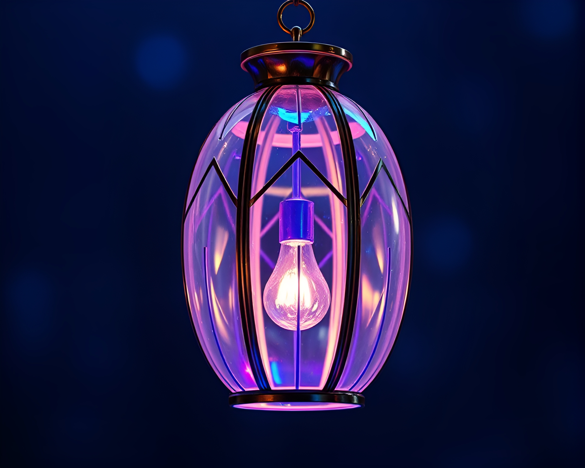 Lantern in Soap Film Iridescence with Cobalt Blue Accents – free AI stock image