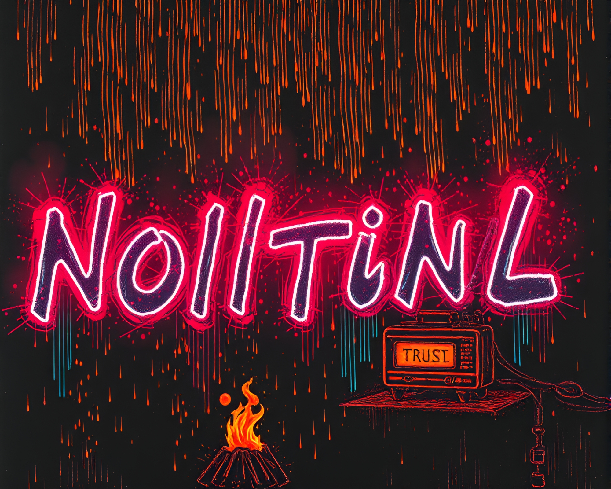Neon Morse Code: Embers in Lithography – free AI stock image