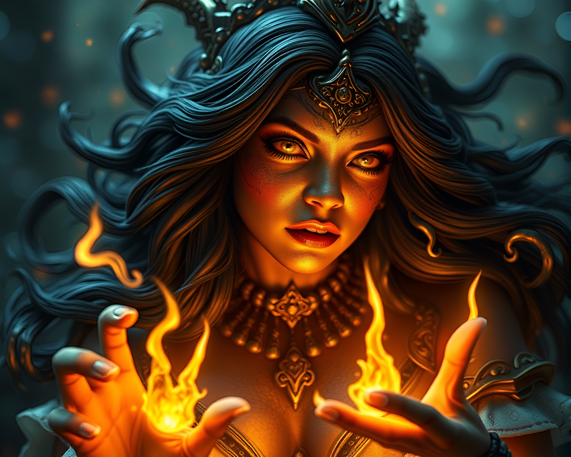 Engraved Siren Sorcery: AI-style Fantasy Artwork – free AI stock image