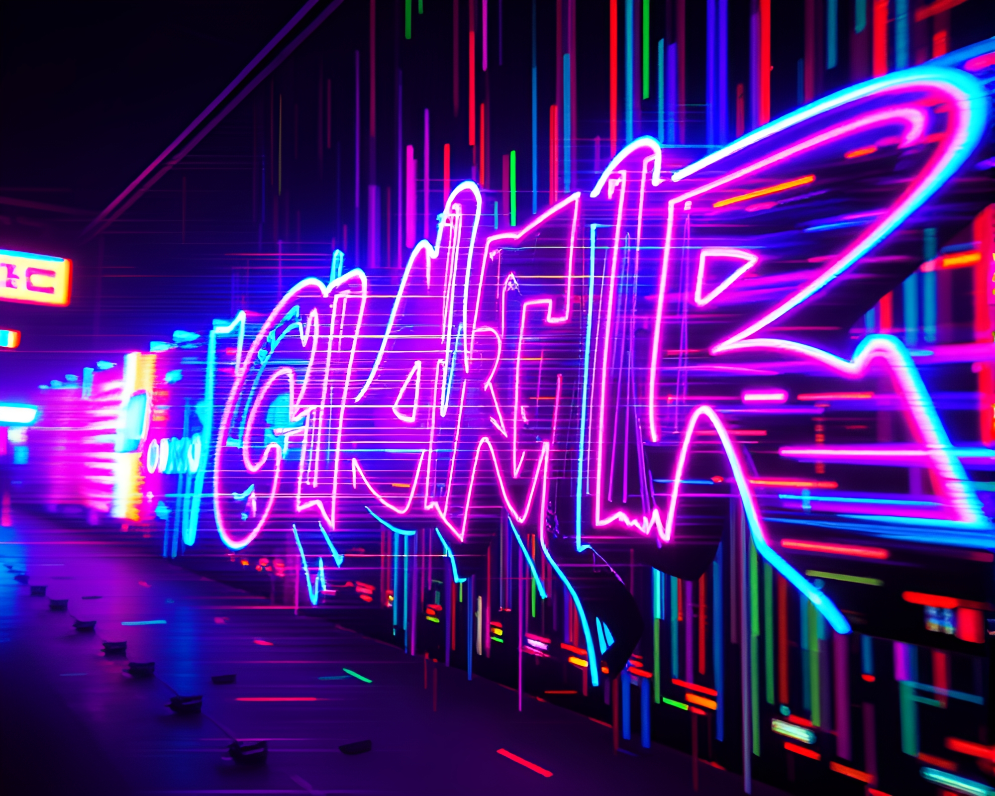 Neon Glitch: Plasma Rifle Color Field Chaos – free AI stock image