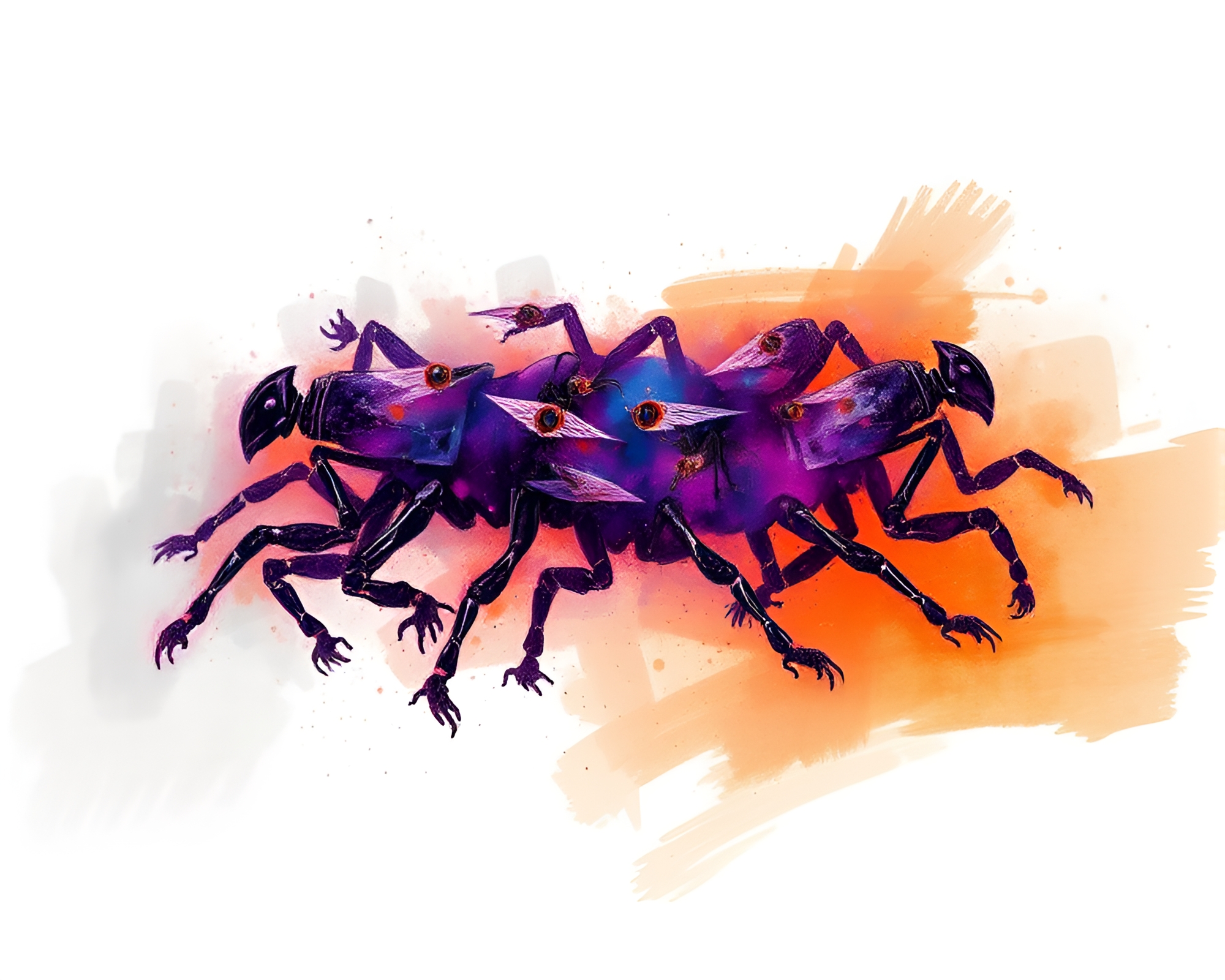 Etherial Nanobots: Charcoal Strokes and Ultraviolet Glow – free AI stock image