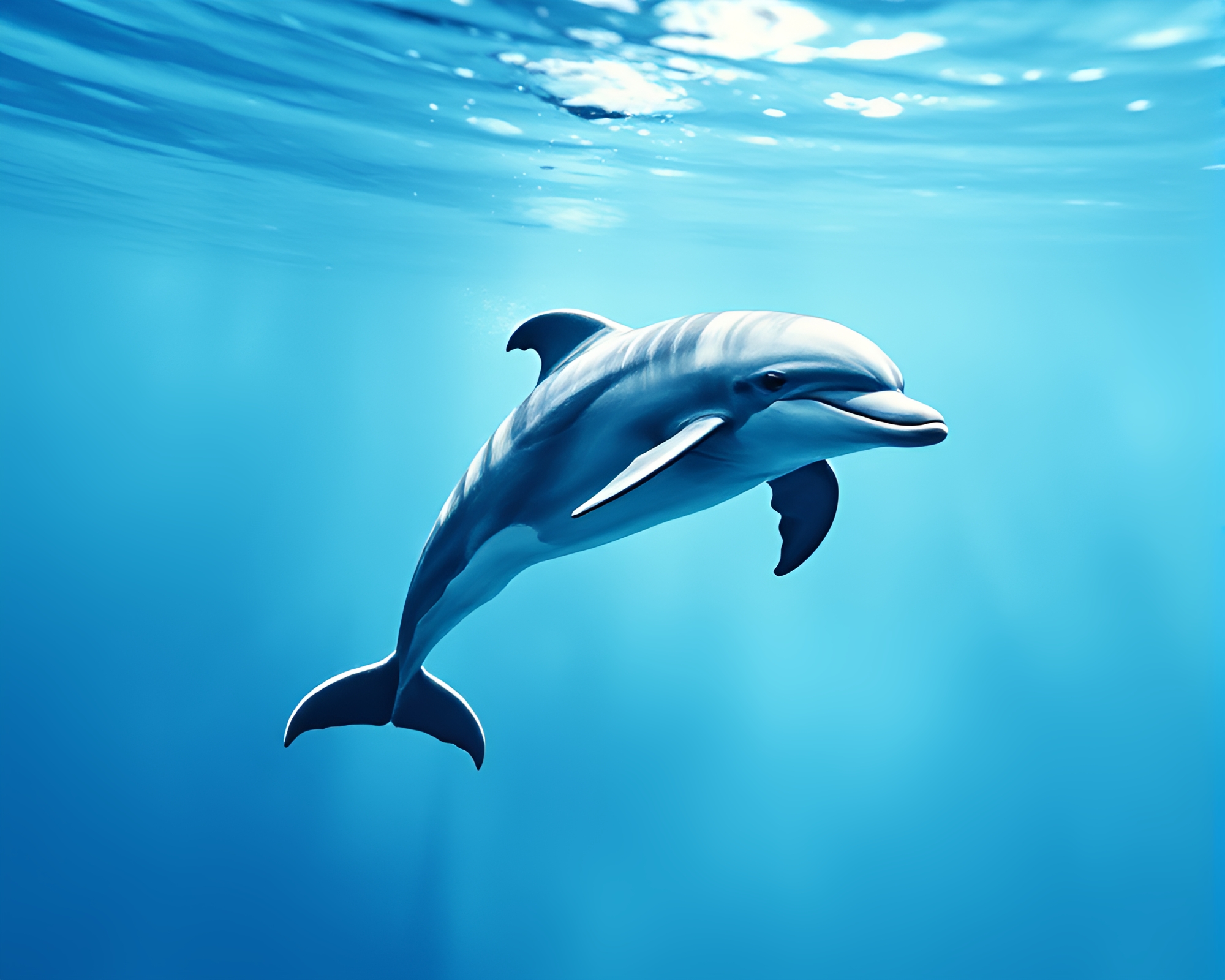 Dreamy Duotone Dolphin in Shallow Watercolor Wash – free AI stock image