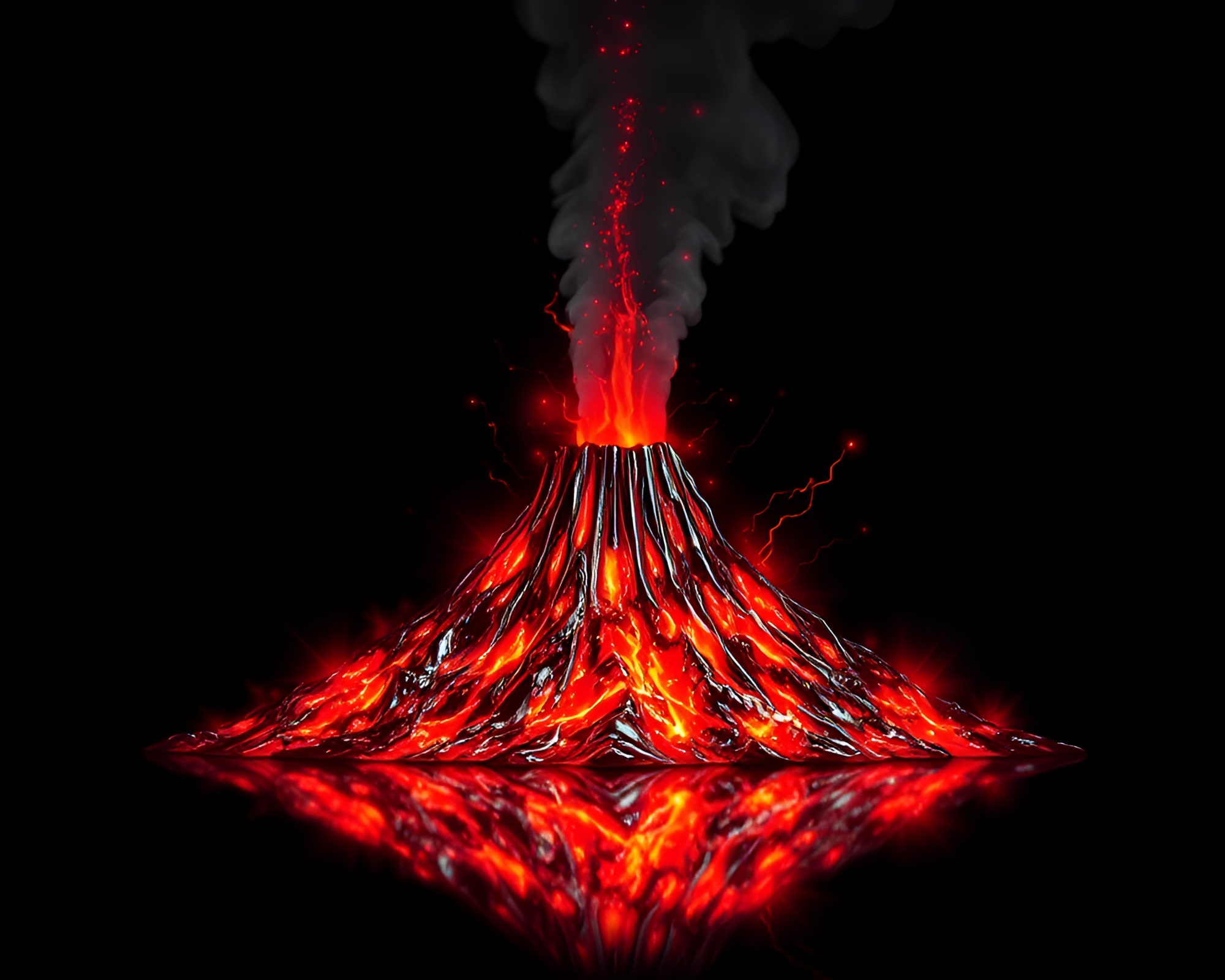 Chrome Reflection of Zero-Point Energy Reactor in Volcano Glow – free AI stock image