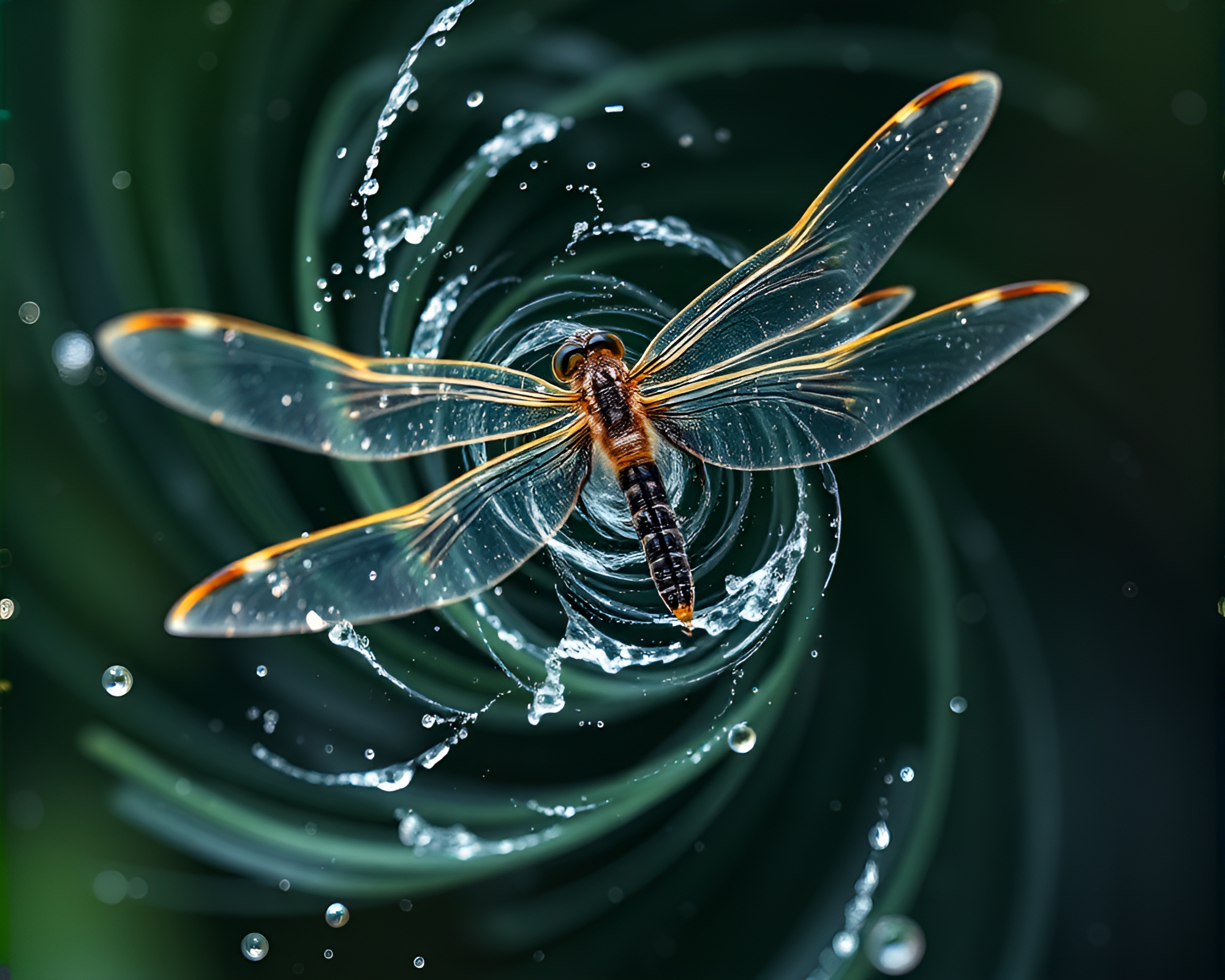 Dragonfly Dance: Vortex Twist – free AI stock image