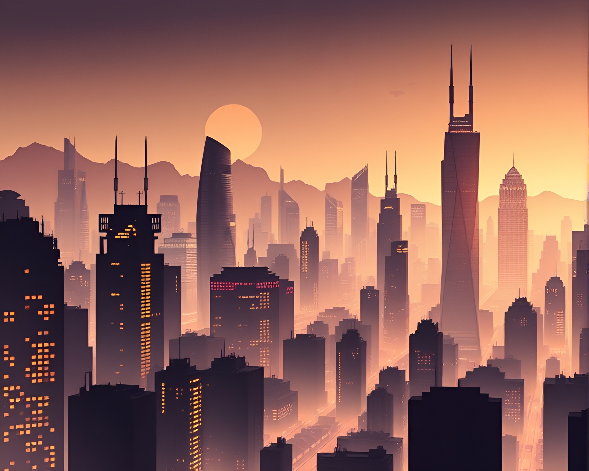 Future City Encased in Paper Tears – free AI stock image