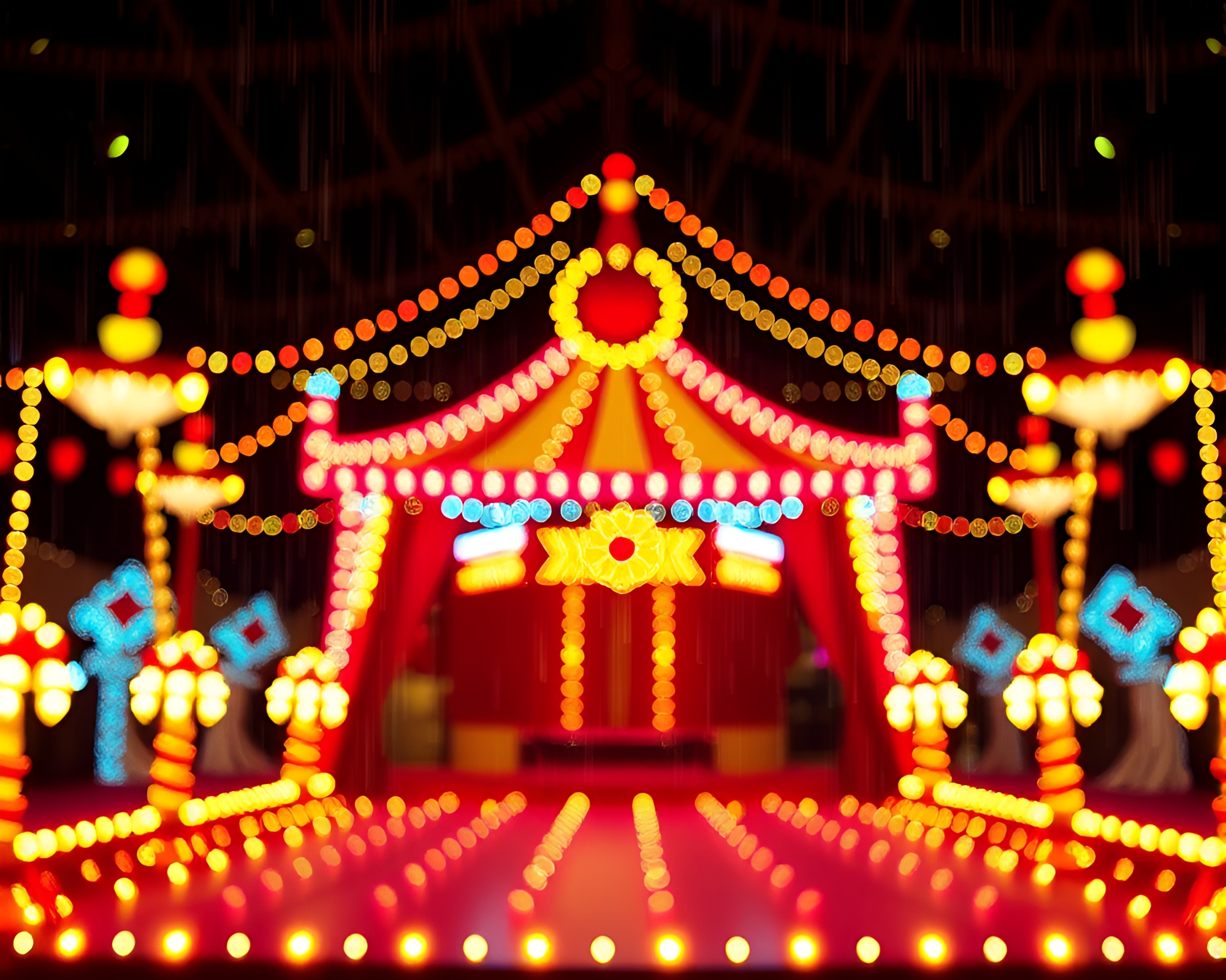 Carnival Lights Optical Illusion: Rim Lit Grain Overlay – free AI stock image