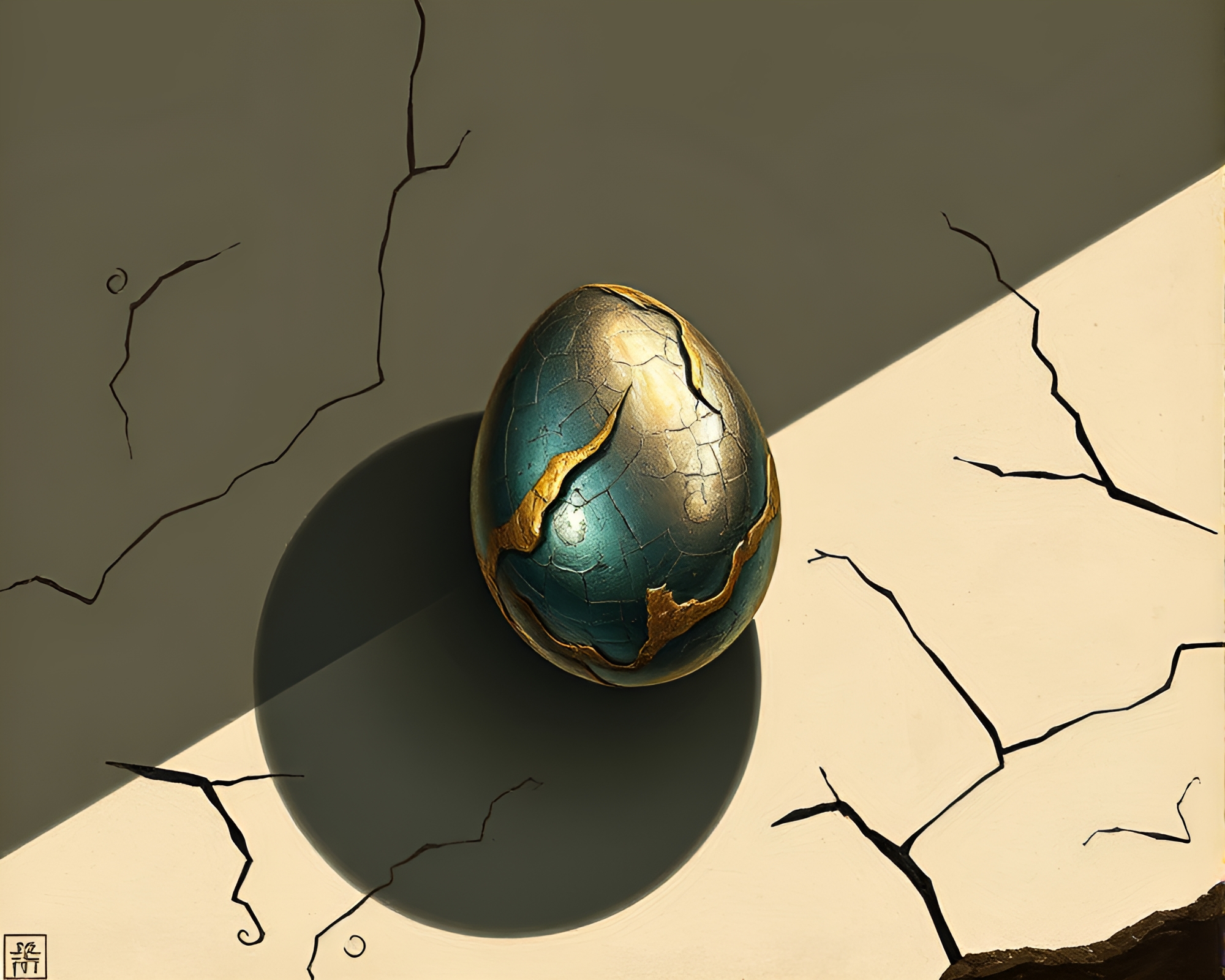 Shimmering Dragon Egg on Cliffside Shadows – free AI stock image