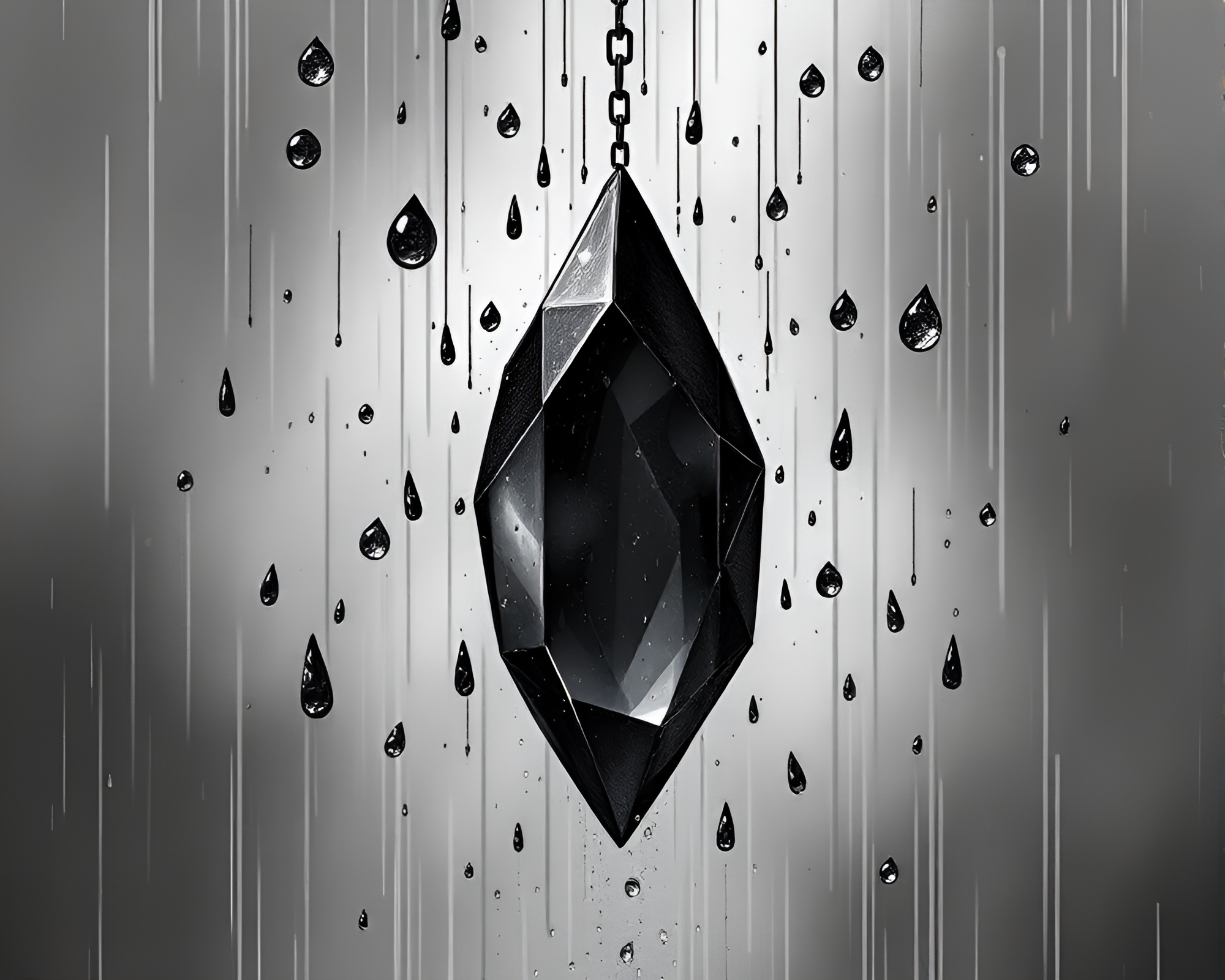 Steampunk Rain Droplets in Charcoal Black Fantasy – free AI stock image