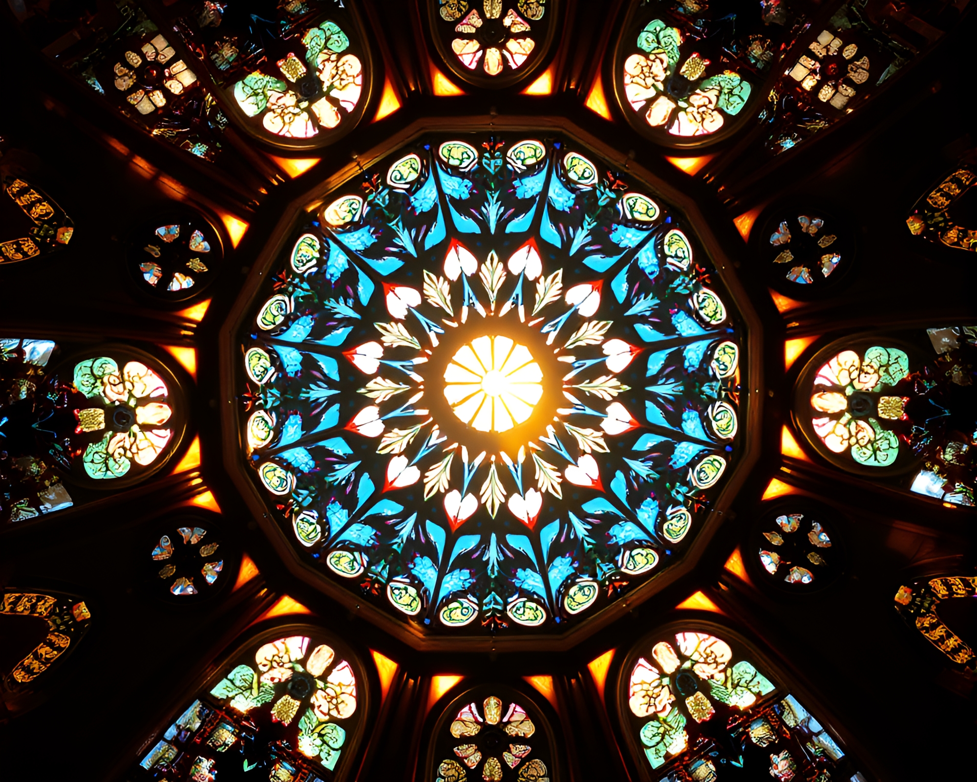 Kaleidoscopic Paper Lantern Cathedral Illumination – free AI stock image
