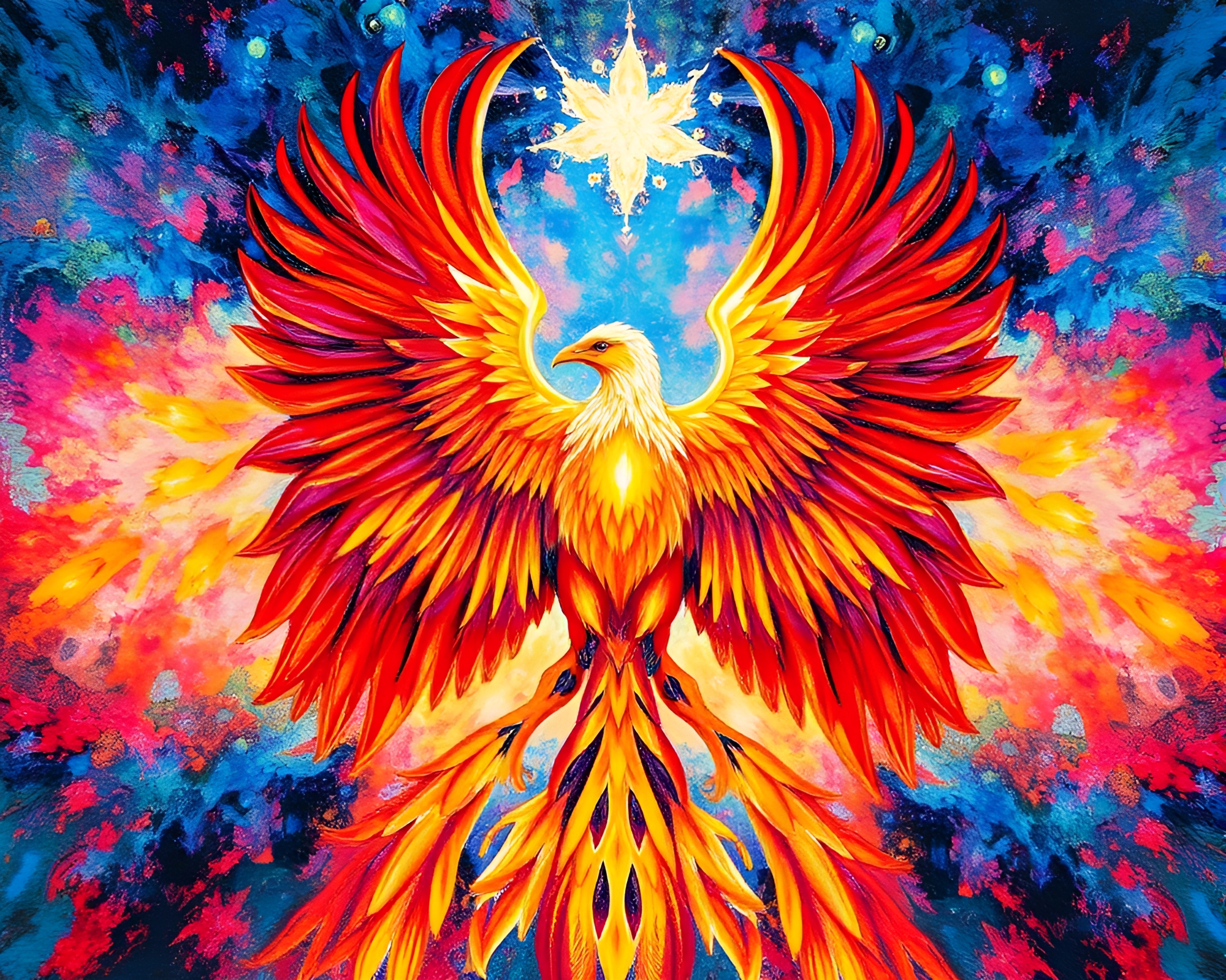 Phoenix Kaleidoscope Bursting with Chromatic Aberration – free AI stock image