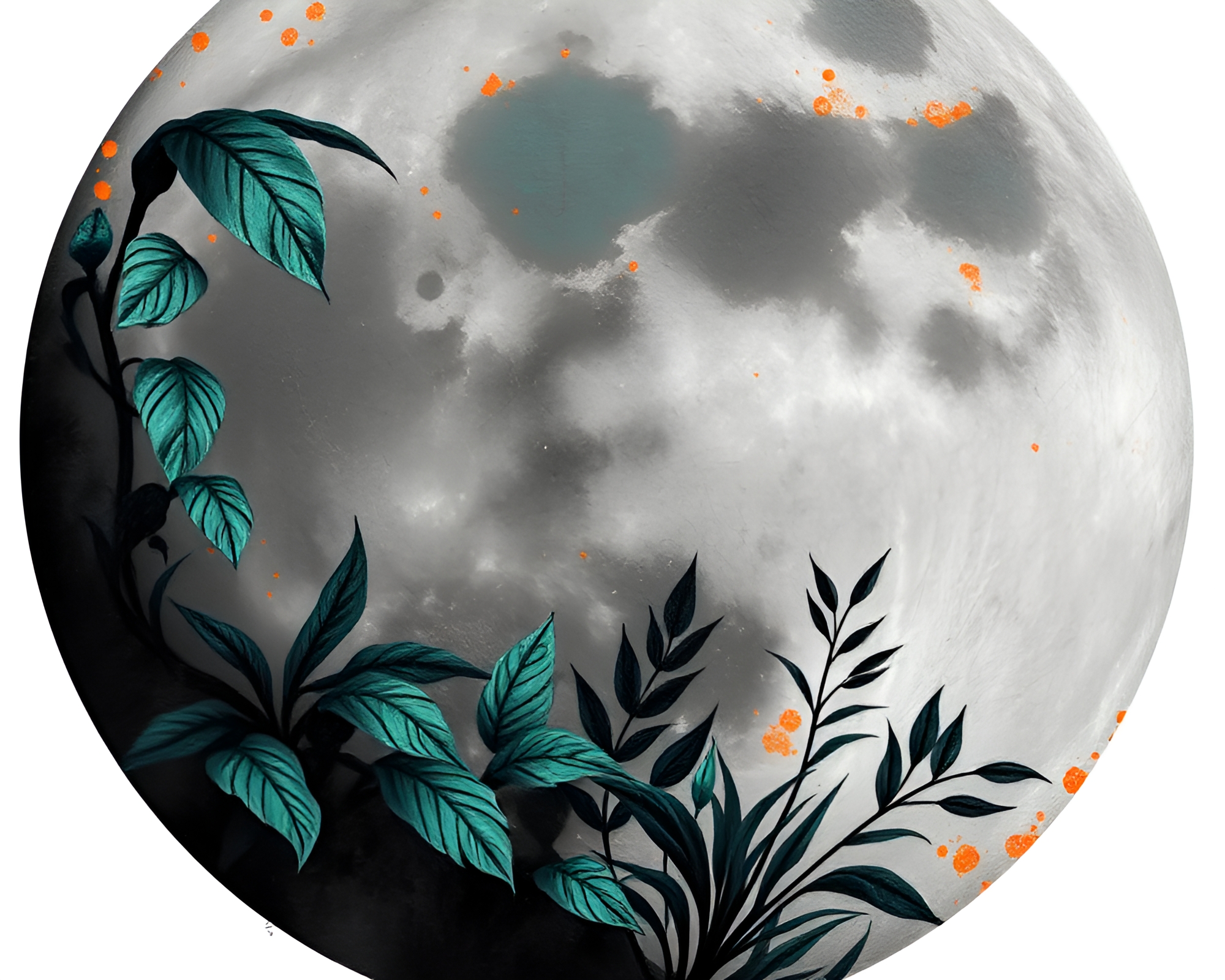 Moonlit Jungle Geometry with Copper Patina – free AI stock image