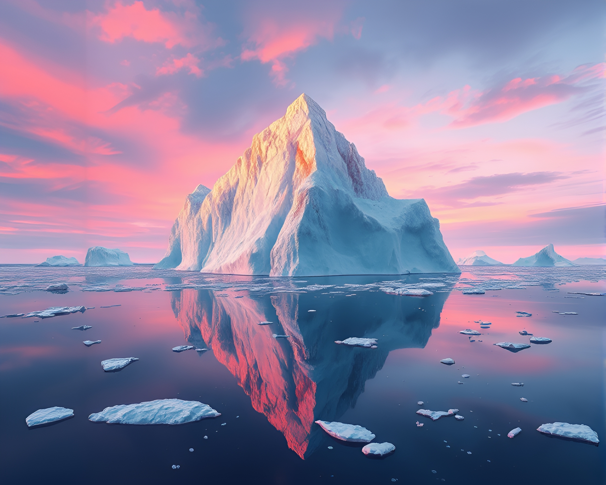 Glistening Arctic Iceberg Bathed in Ethereal Planetary Pastels – free AI stock image