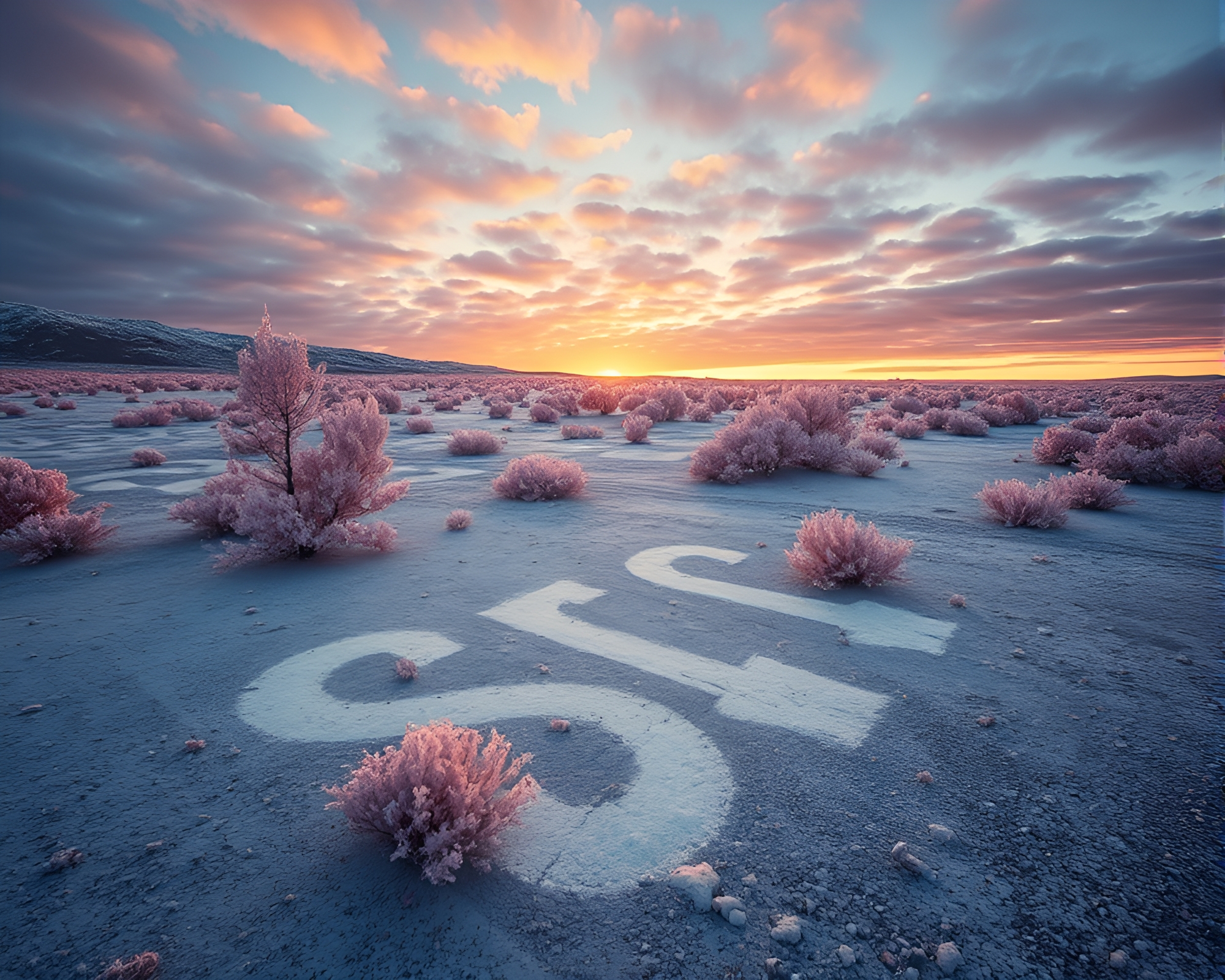 Infrared Northern Tundra Chalk Scribbles at Golden Hour – free AI stock image