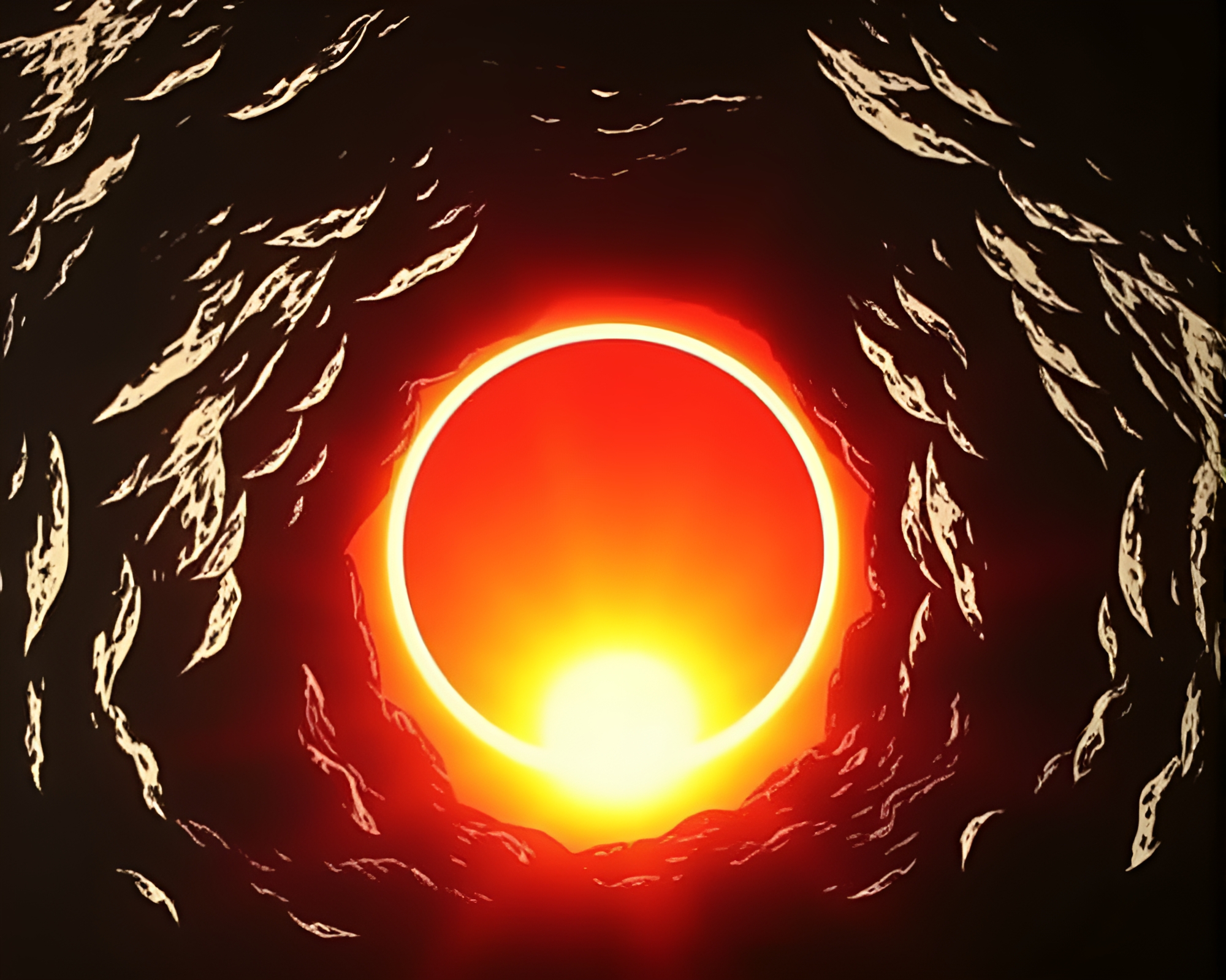 Eclipse Portal: Stencil Cave Portrait – free AI stock image