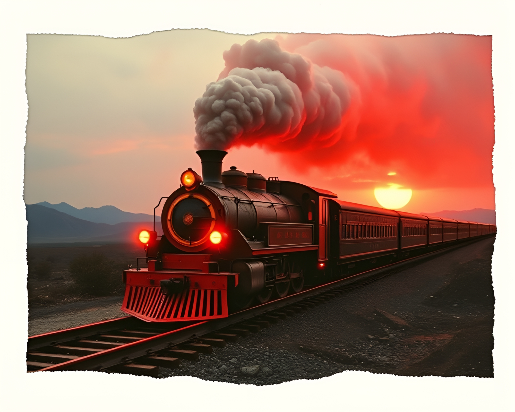 Magnetic Levitation Train in Volcano-Red Glow – free AI stock image