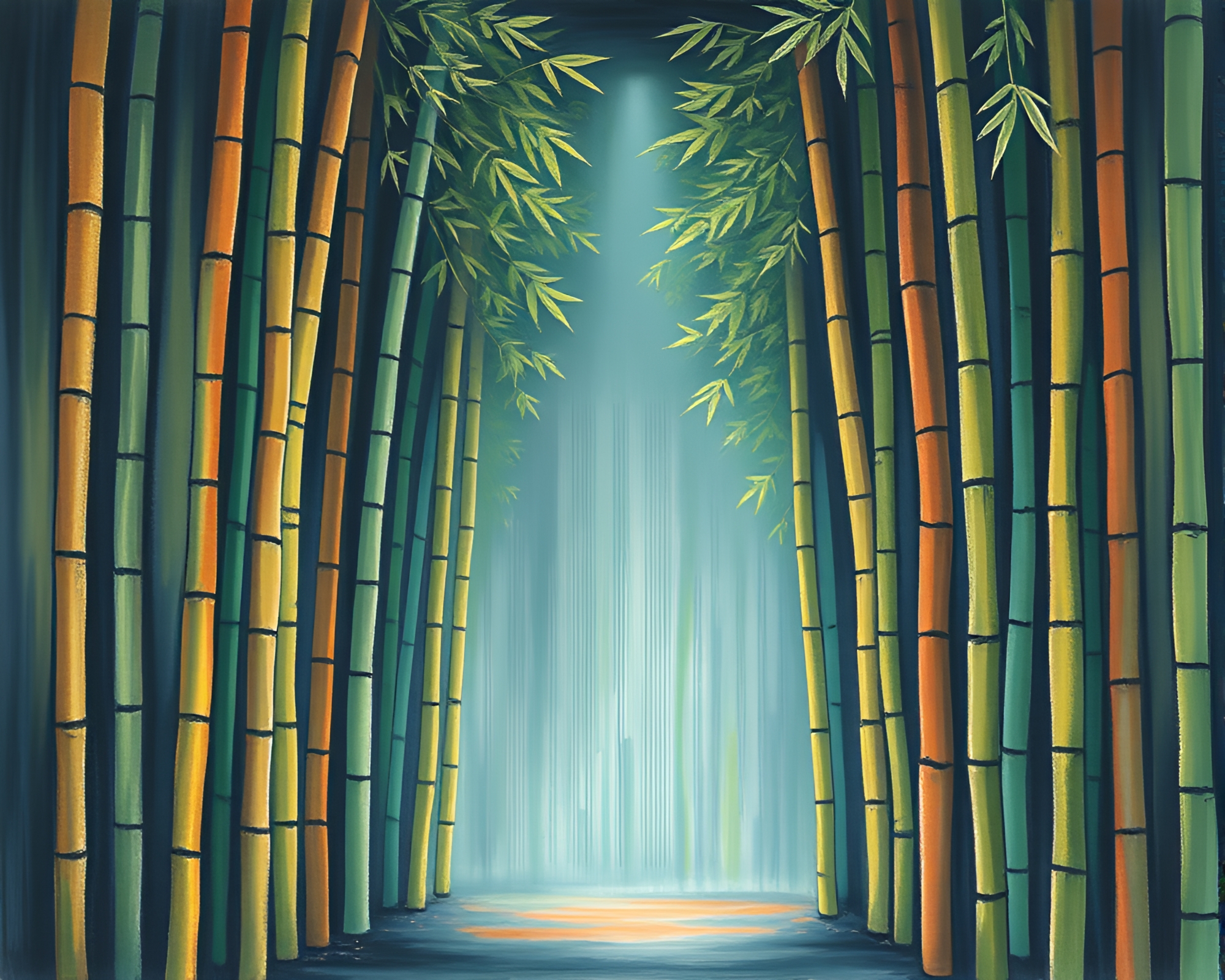 Barcode Striped Bamboo Grove Cave Drawing – free AI stock image