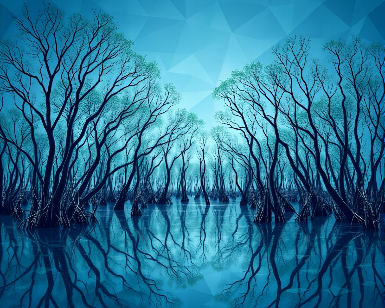 Geometric patterns in an ethereal mangrove swamp setting