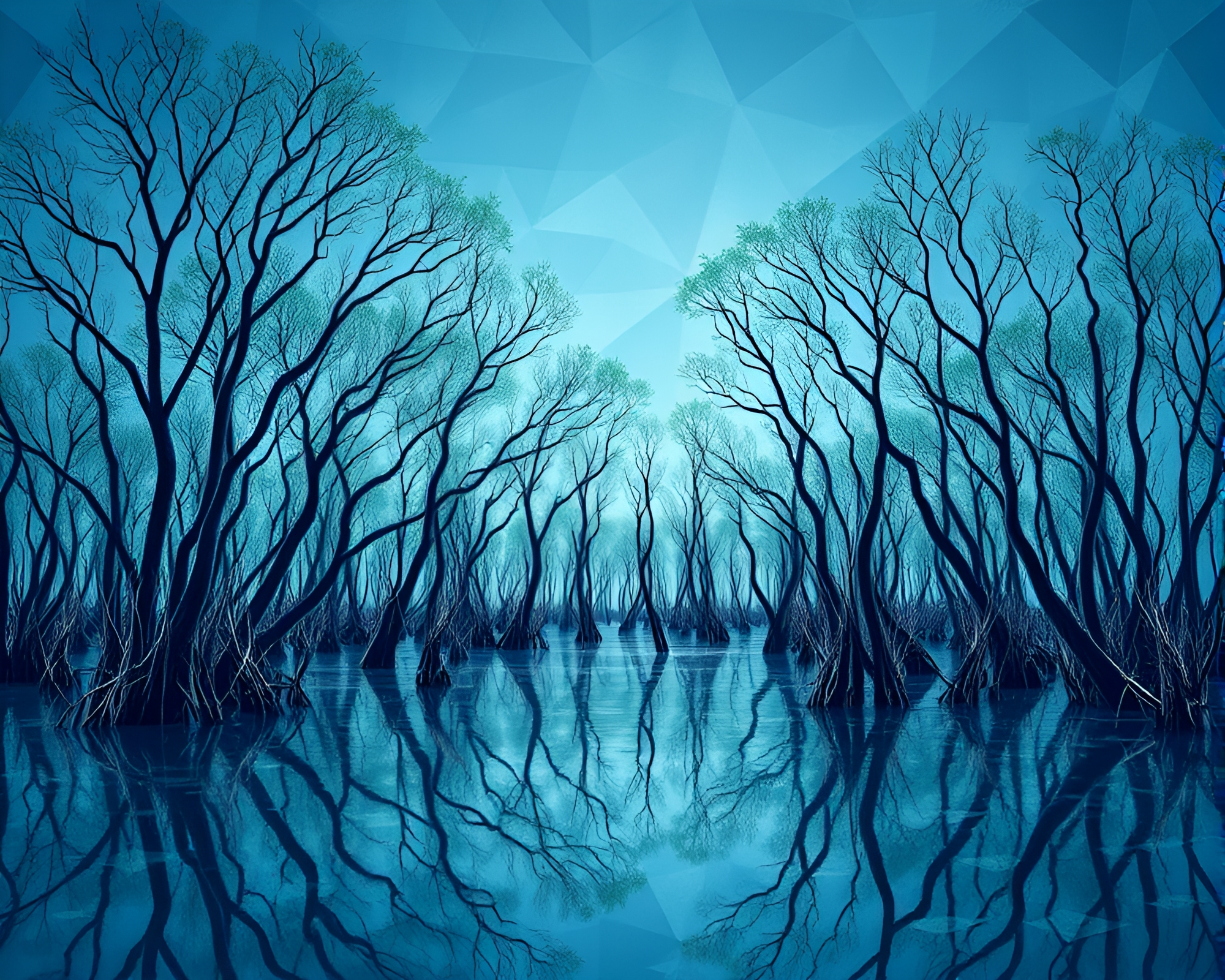 Arctic Blue Mangrove Swamp Abstract Art – free AI stock image