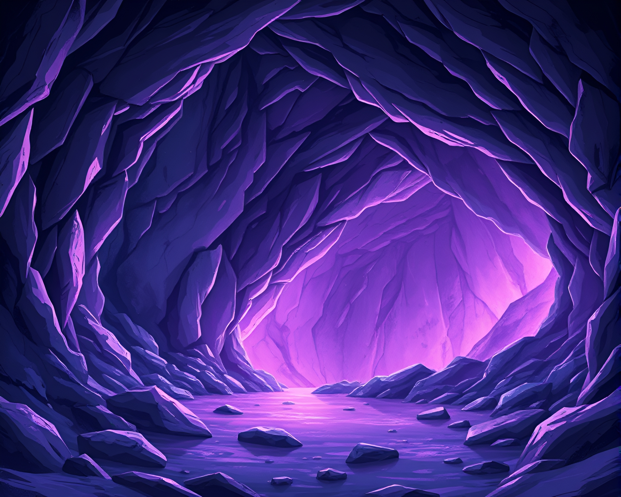 Mystical Glacial Cave in Amethyst Manga Style Illustration – free AI stock image