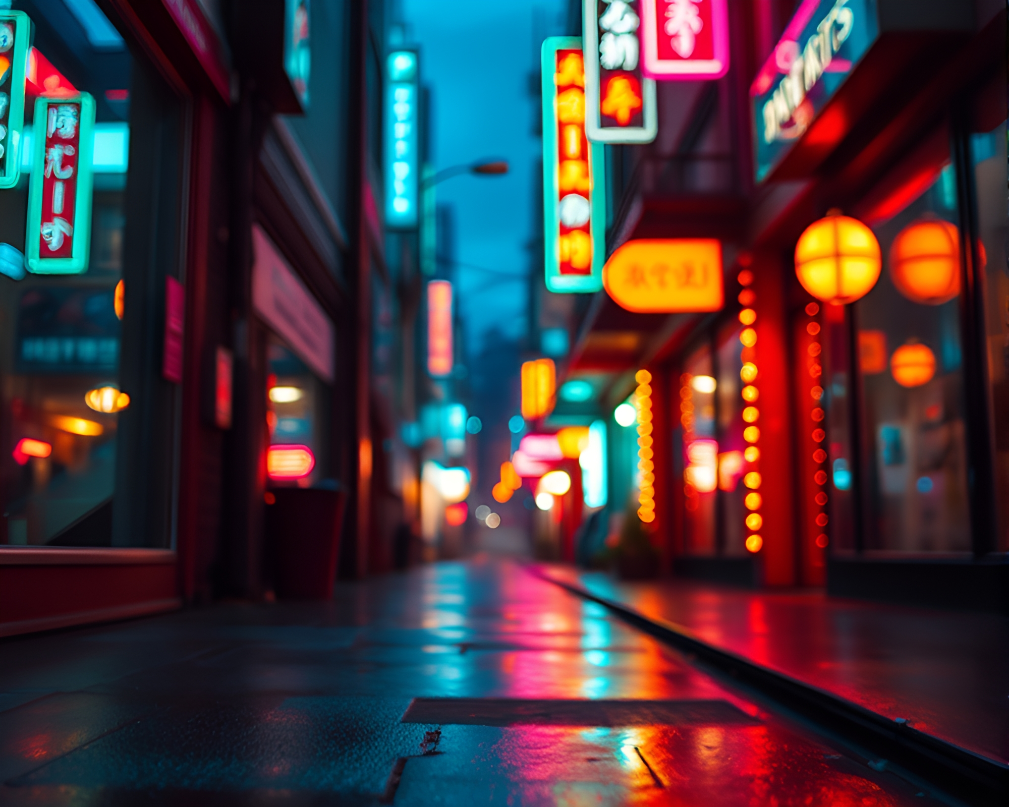 Neon Cyberpunk Alley: Glitter Dust Dream – free AI stock image