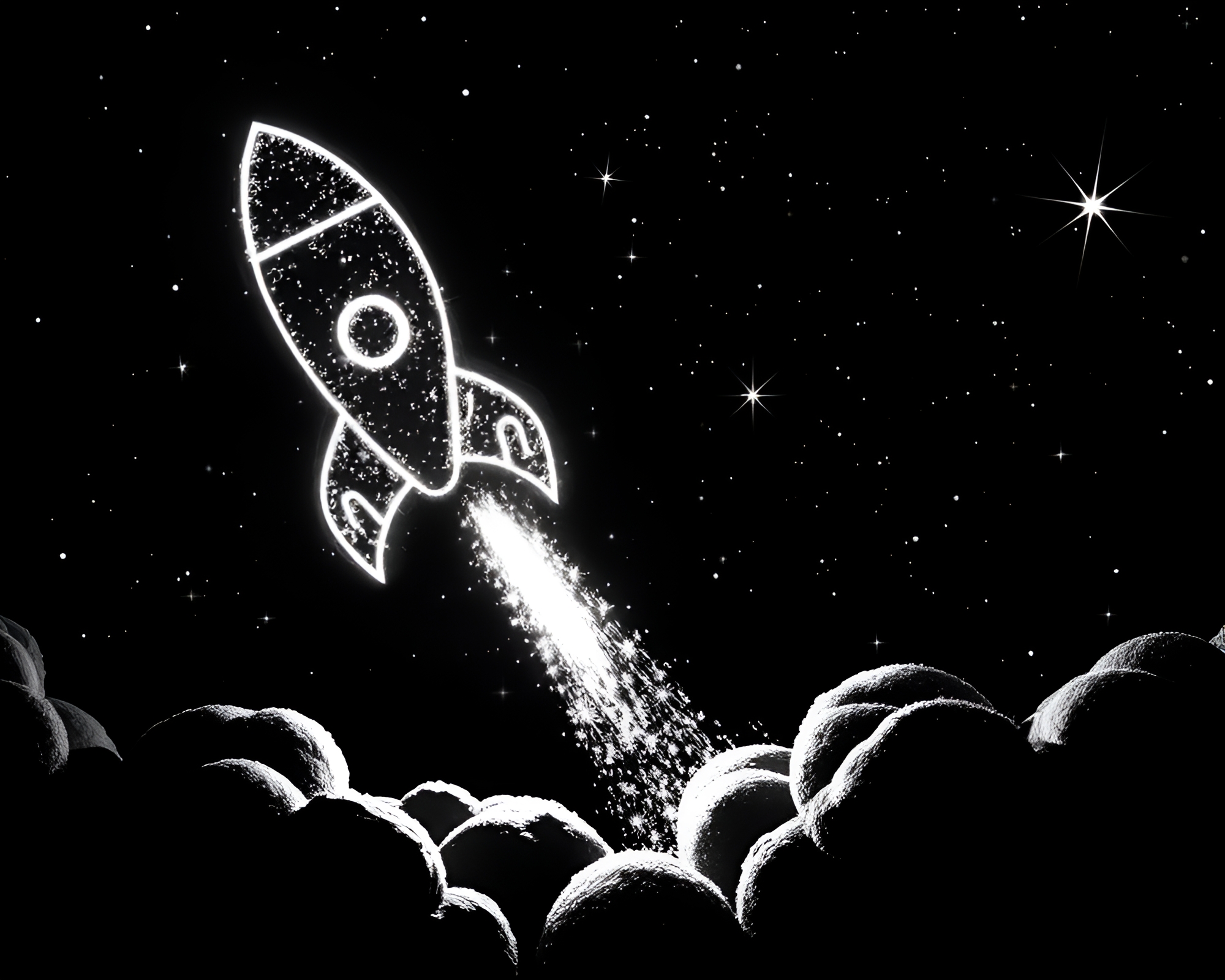 Rocket soaring through negative space – free AI stock image