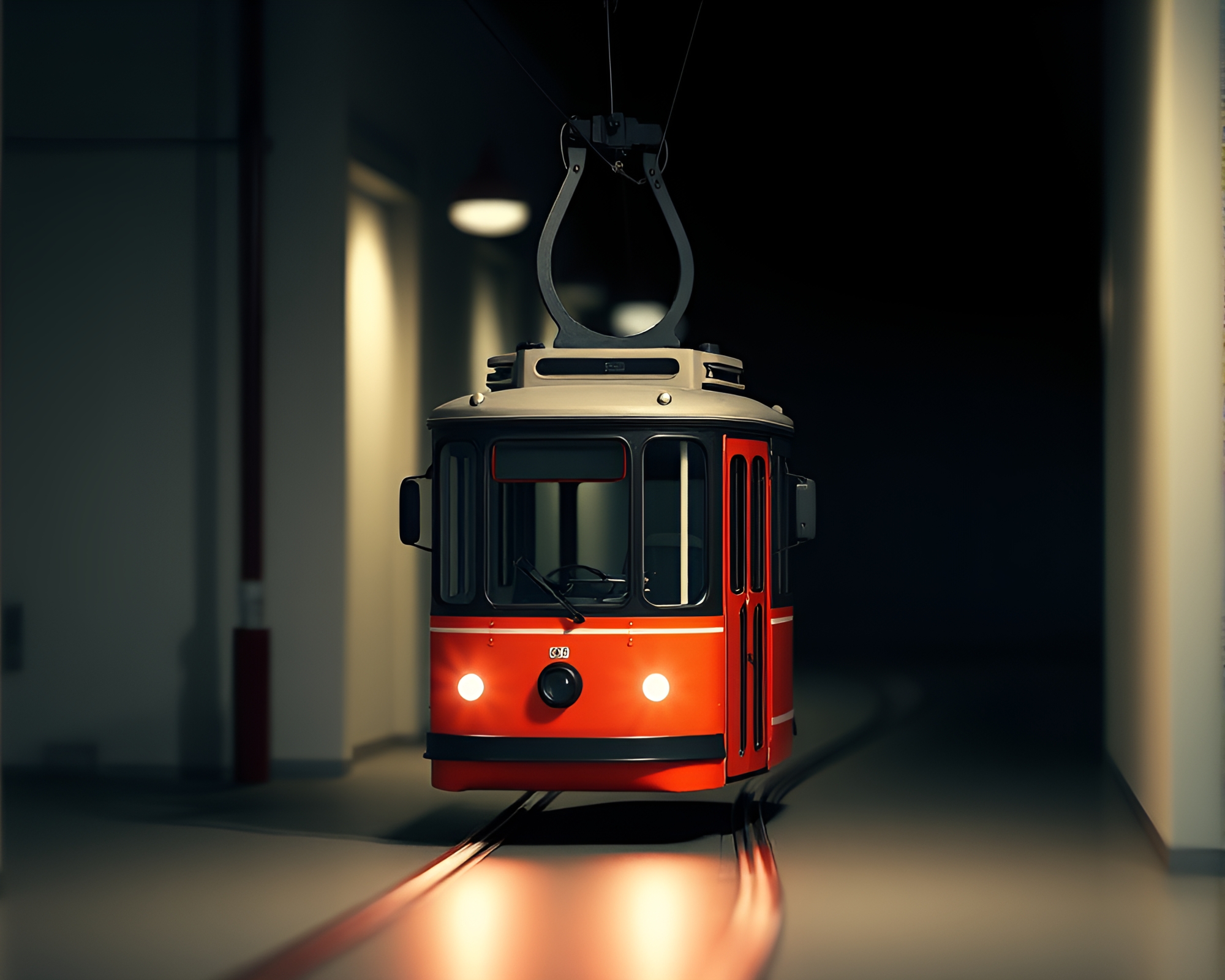 Surreal Cable Car Journey Through Low-Poly Dreamworld – free AI stock image