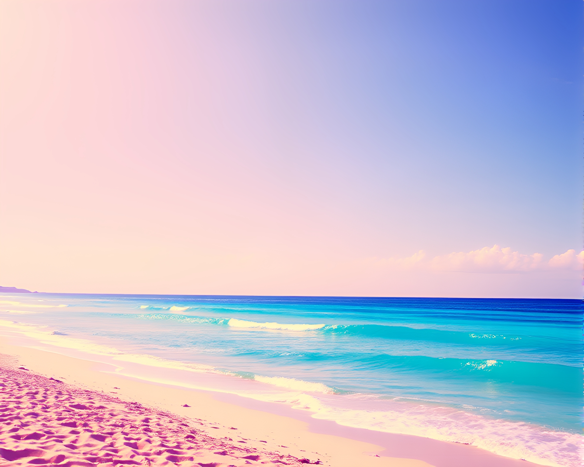 Pop Art Beach Scene with Grid Overlay and Cross-Processed Lighting – free AI stock image