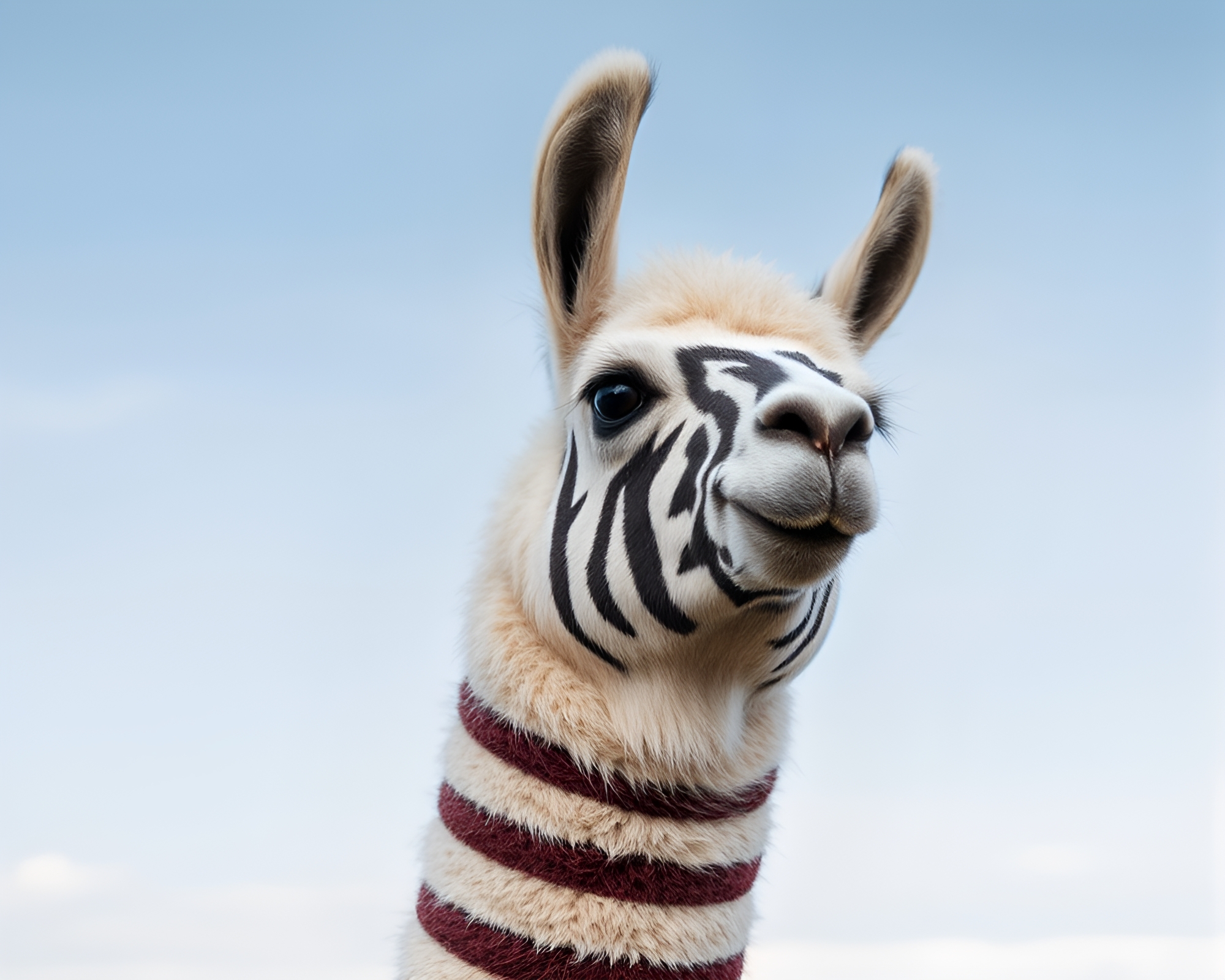 Striped Llama in Pastel Dreamland – free AI stock image