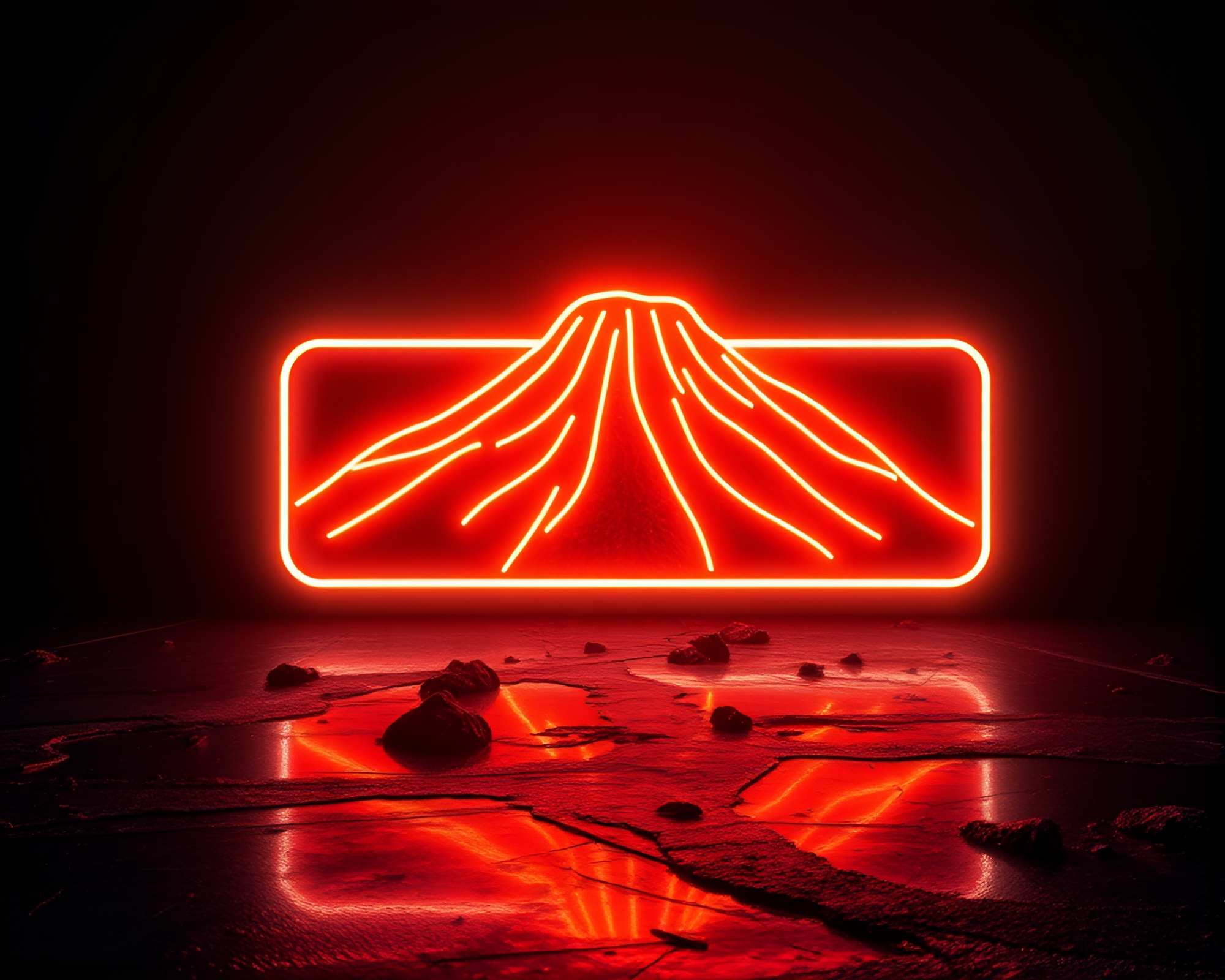 Neon Reflections: Volcanic Ash Glow – free AI stock image