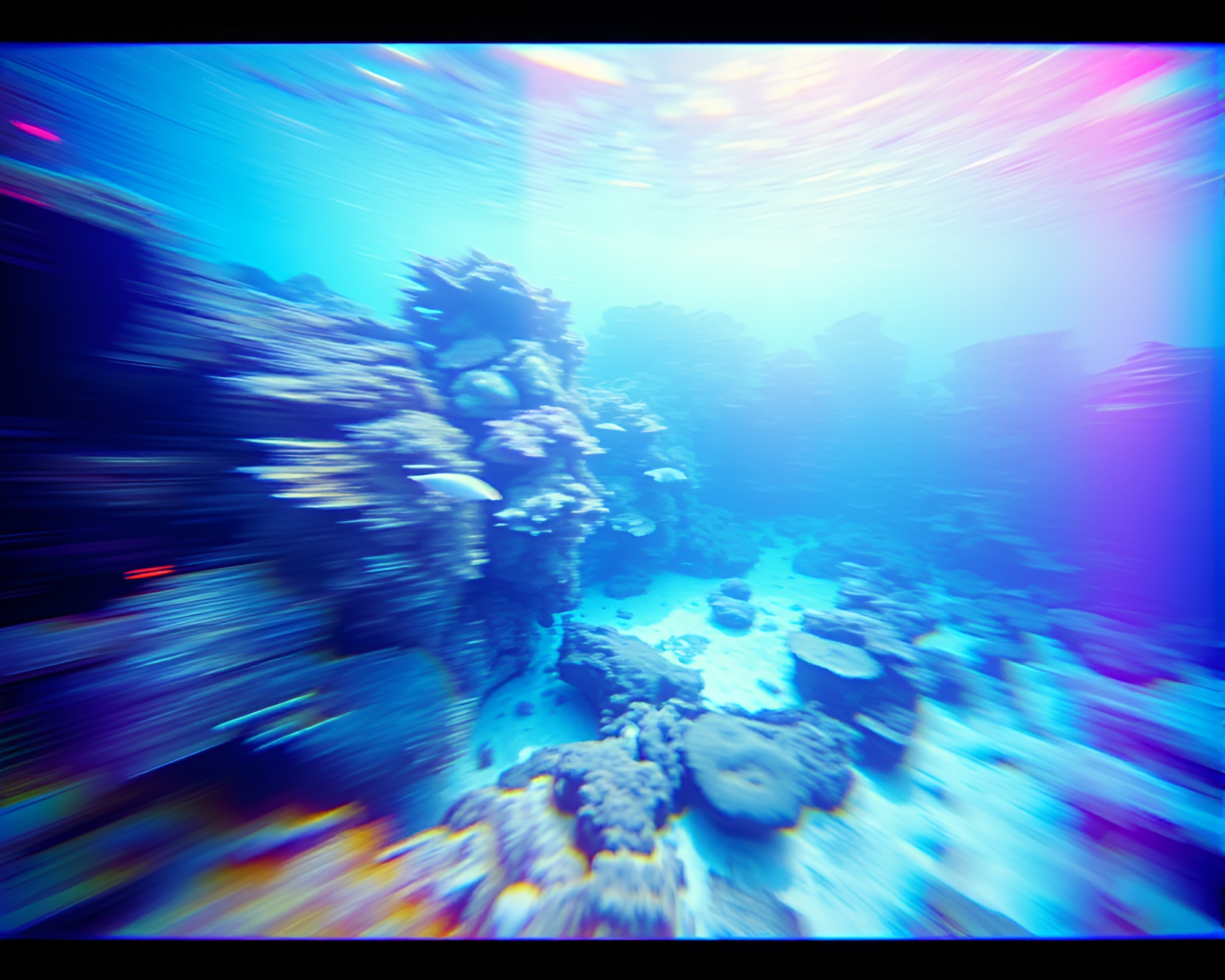 Chromatic Aberration Reef: Motion Blur Ocean Wonderland – free AI stock image