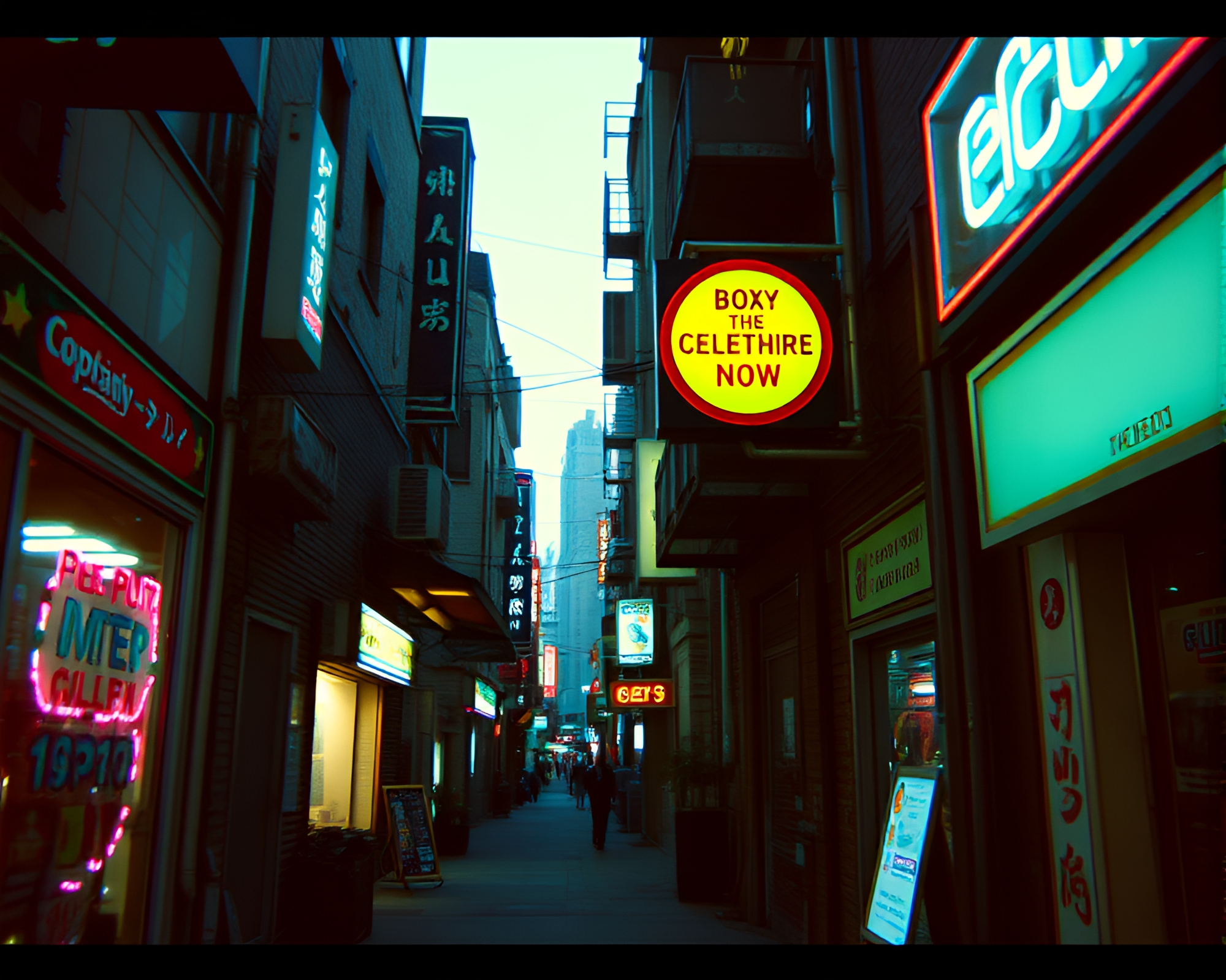Futuristic Cyberpunk Alley in Pixel Art Style – free AI stock image