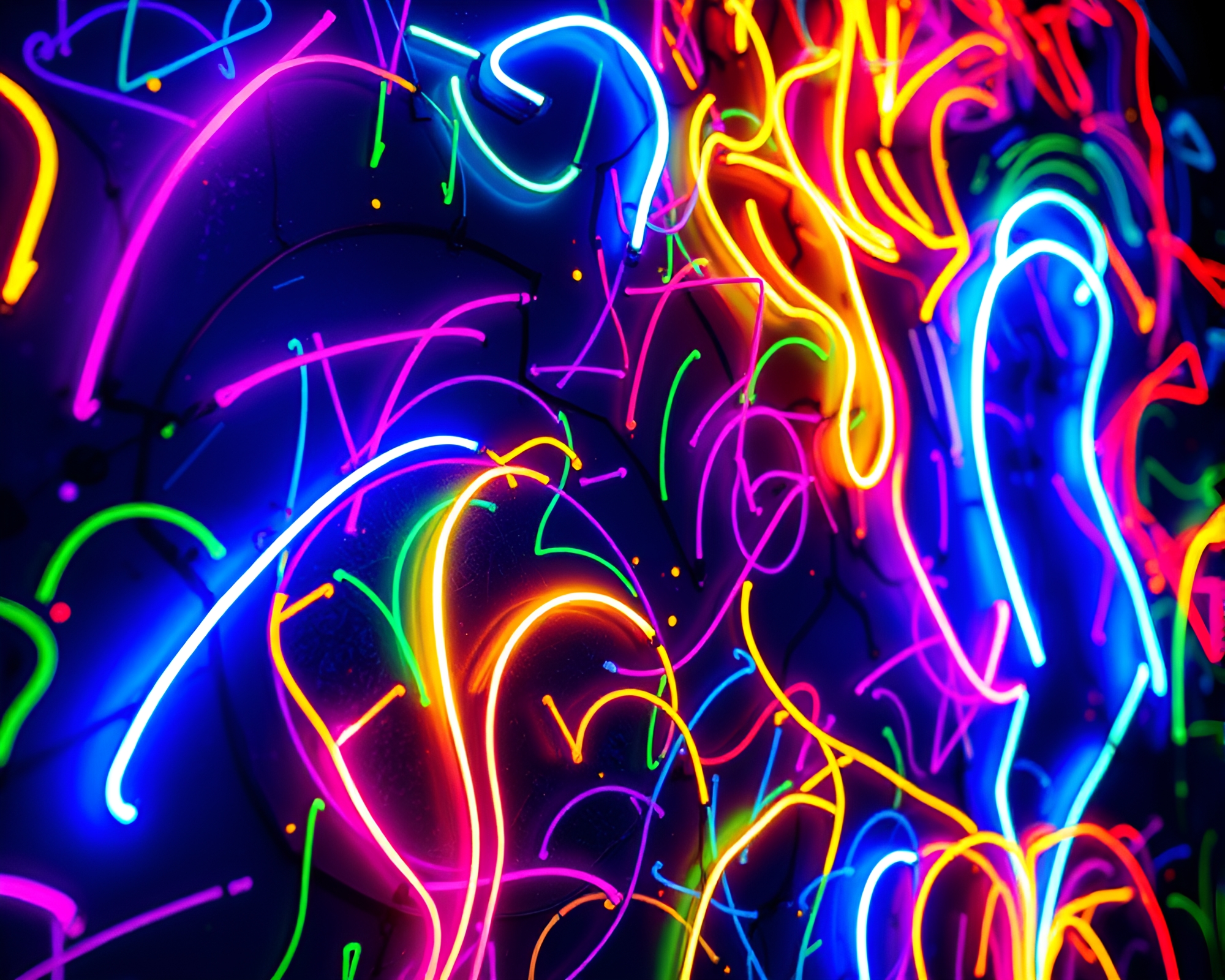Glowing Neon Surrealism: Ultraviolet Graffiti Mosaic – free AI stock image