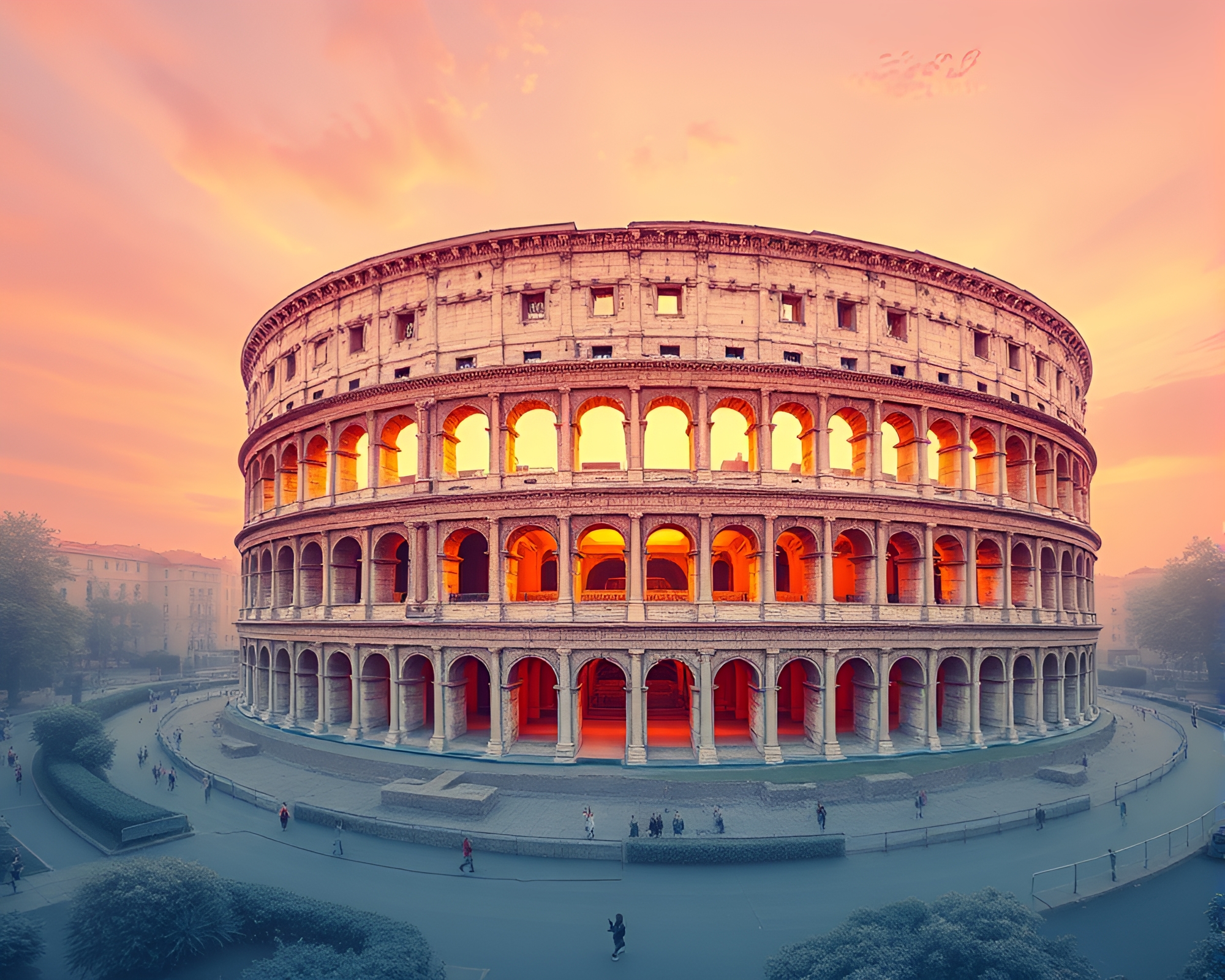 Golden Spiral at Roman Coliseum: Pastel Photogrammetry Scene – free AI stock image