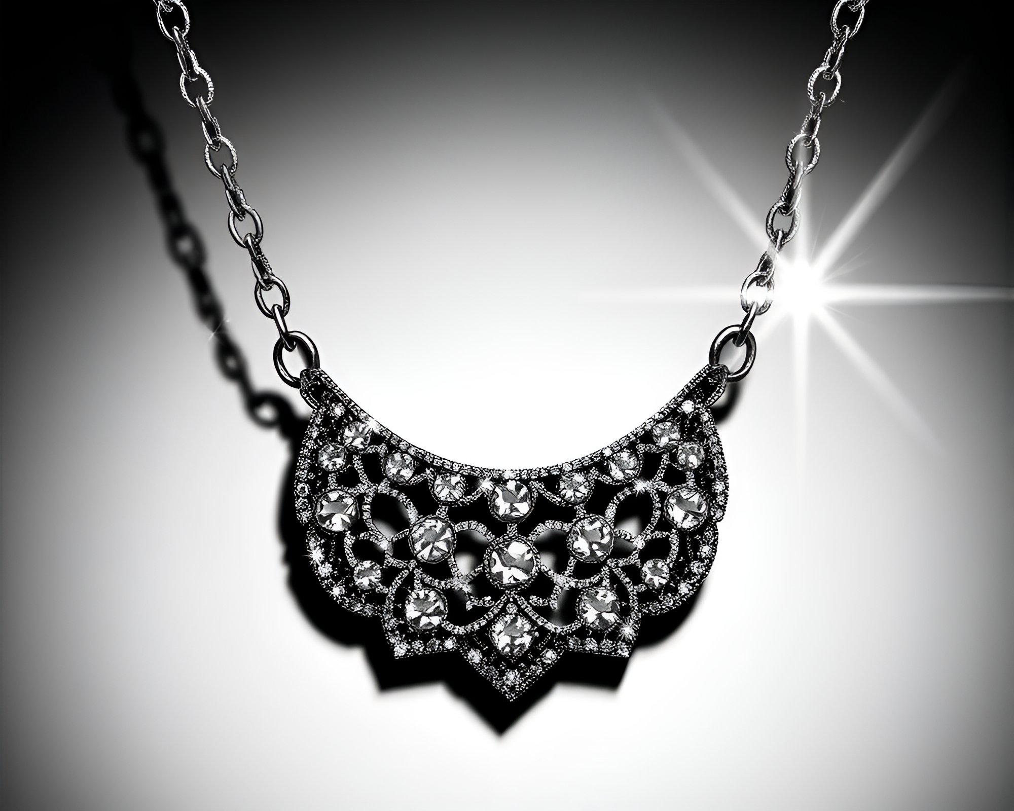 Vector Halftone Necklace in Monochrome Sparkle – free AI stock image