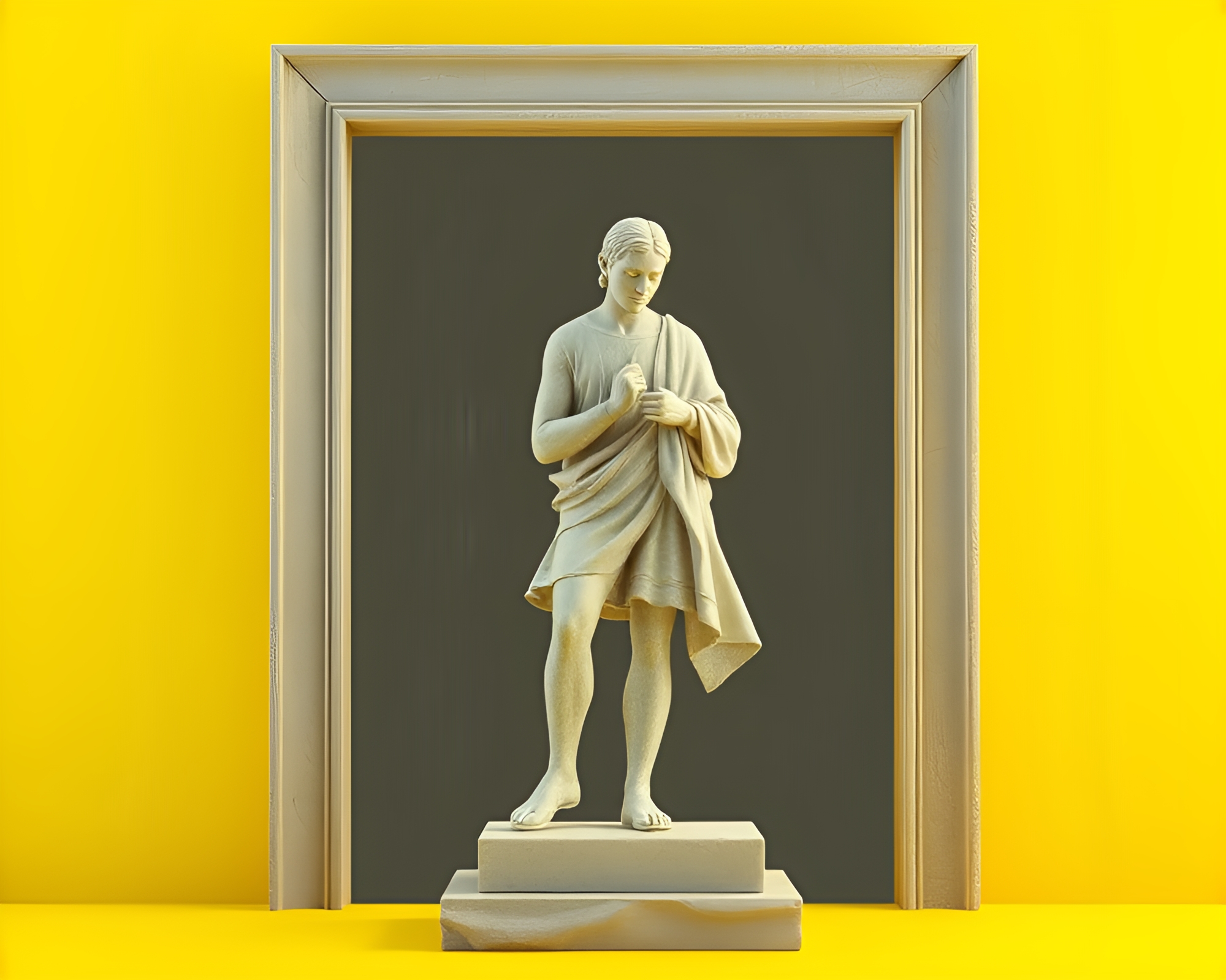 Statue of Lemon Yellow Zing in Wireframe Glory – free AI stock image