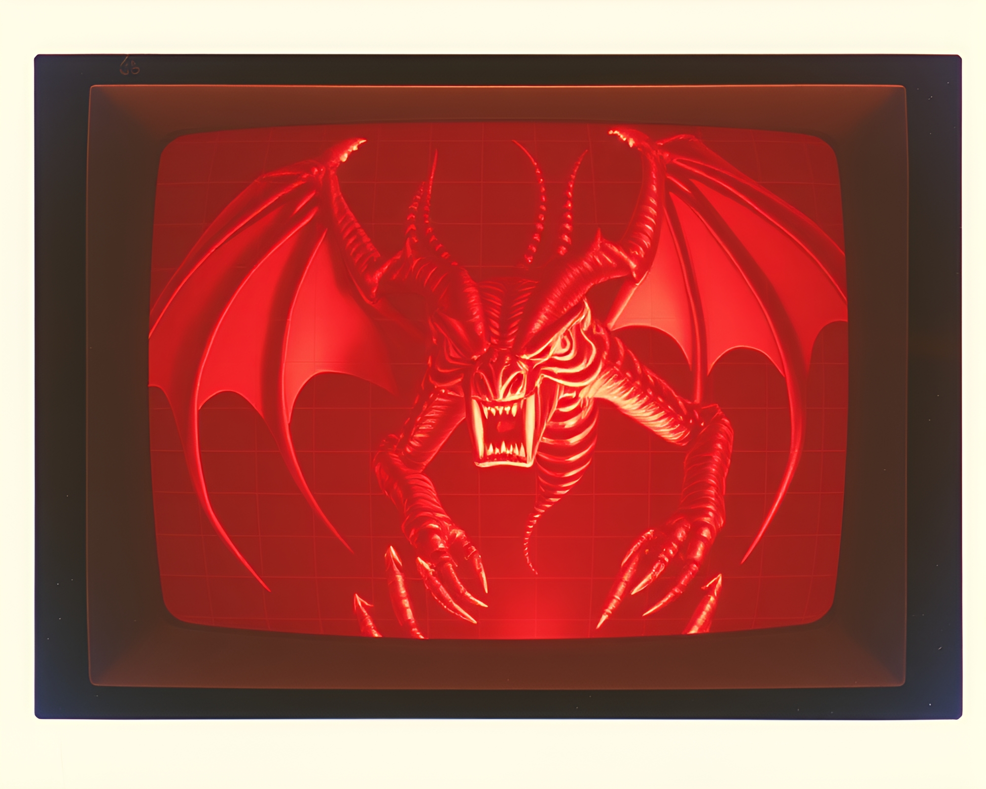 Cerberus Grid: Cyclopean Polaroid Portrait – free AI stock image