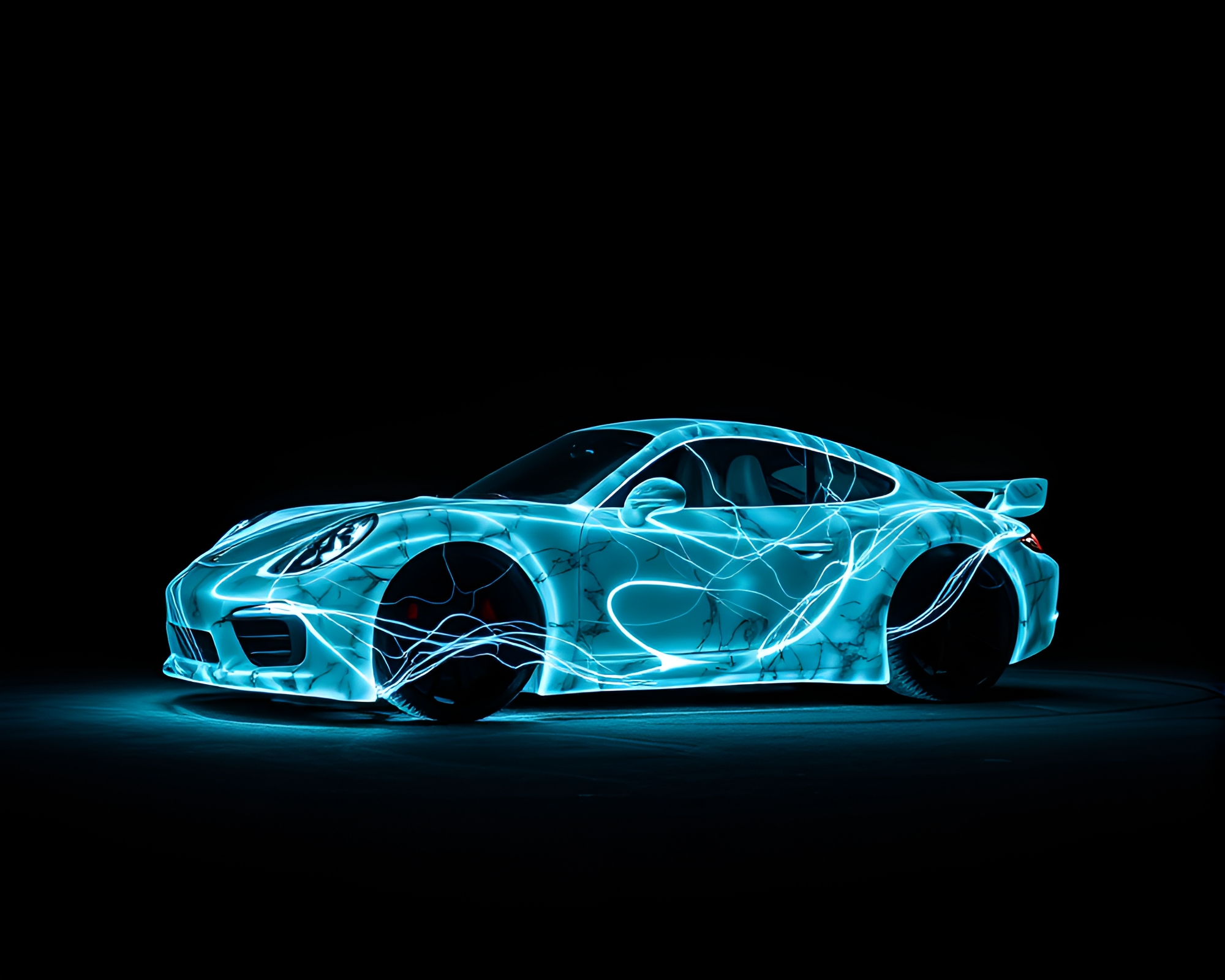 Sculpted Marble Statue Illuminated by Car Light Trails – free AI stock image