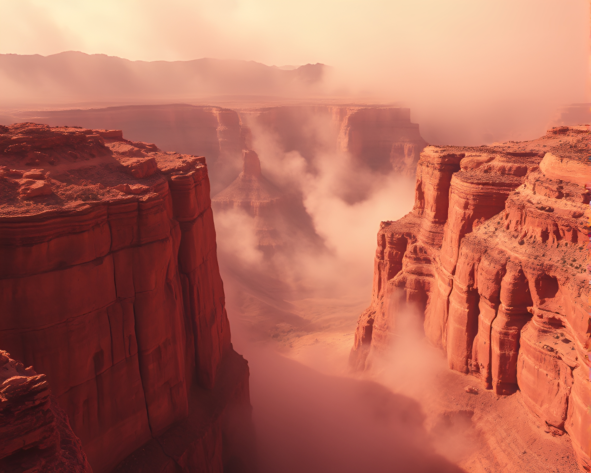 Eroded Canyon Smoke Rings in Infrared Grunge – free AI stock image
