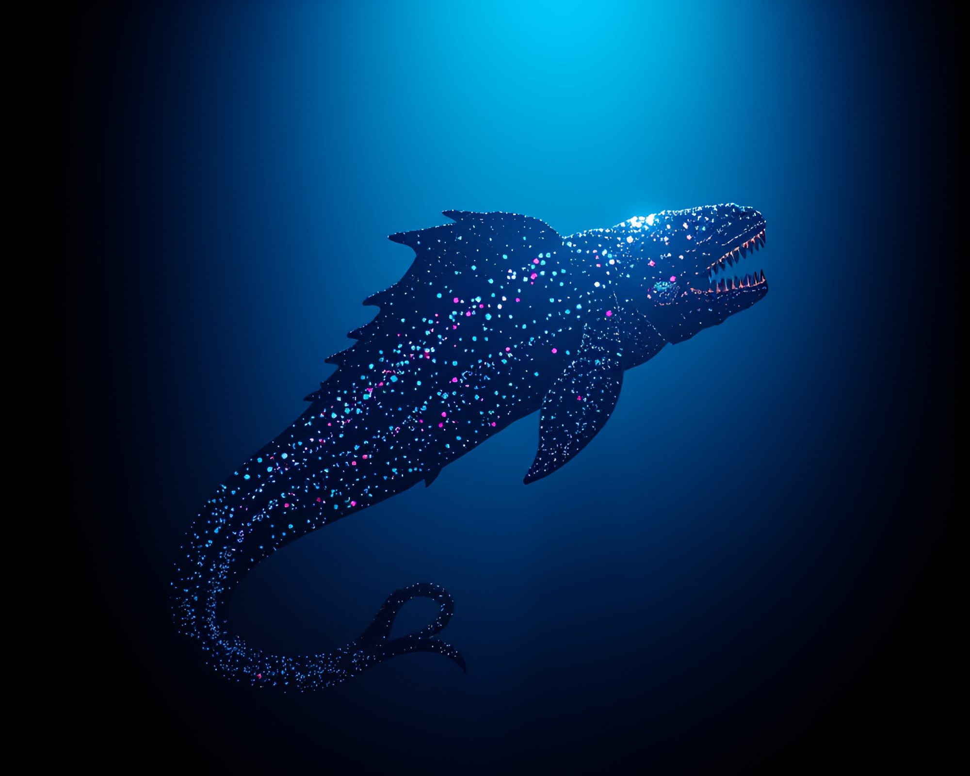 Leviathan Emerging in Holographic Earth Tones – free AI stock image
