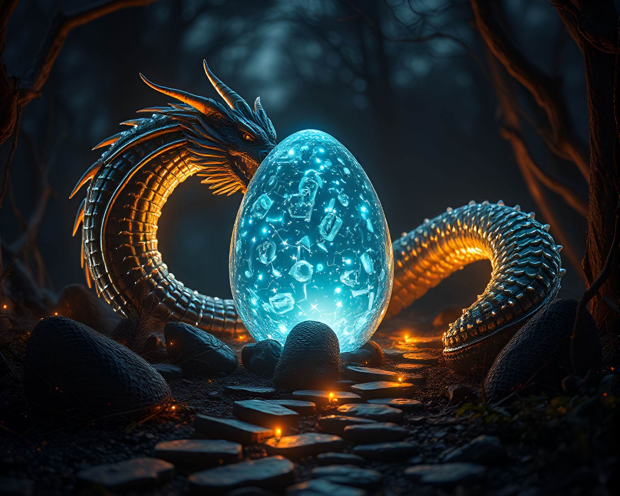 Dragon Egg Light Trails – free AI stock image