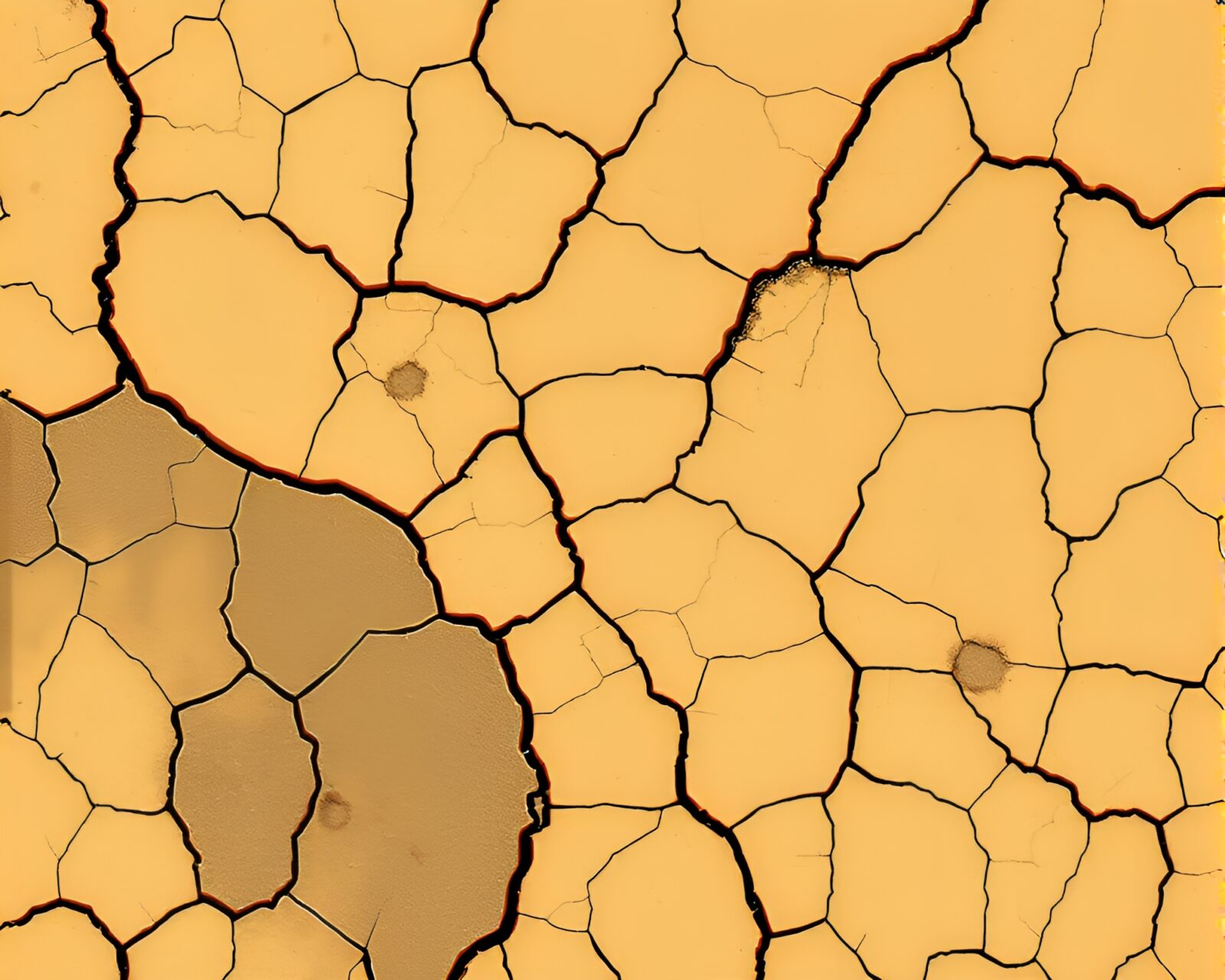 Desert-toned cracked earth mixed with electronic circuit patterns