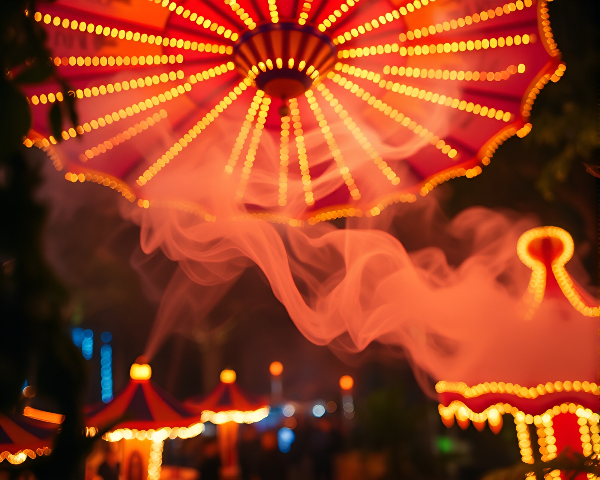 Enchanting Rainforest Carnival: Smoke Plume Fantasy – free AI stock image