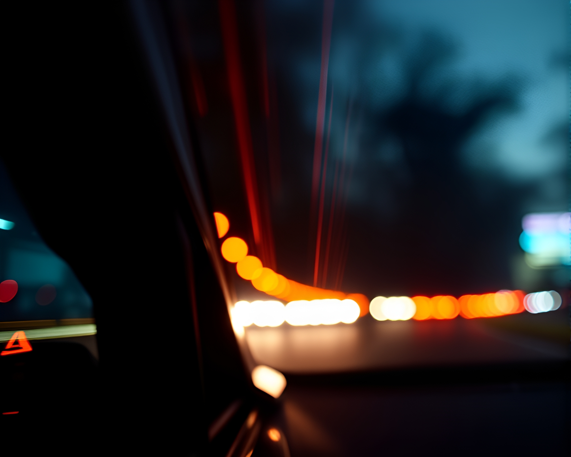 Esoteric Sigil in Hyper-Saturated Car Light Trails – free AI stock image
