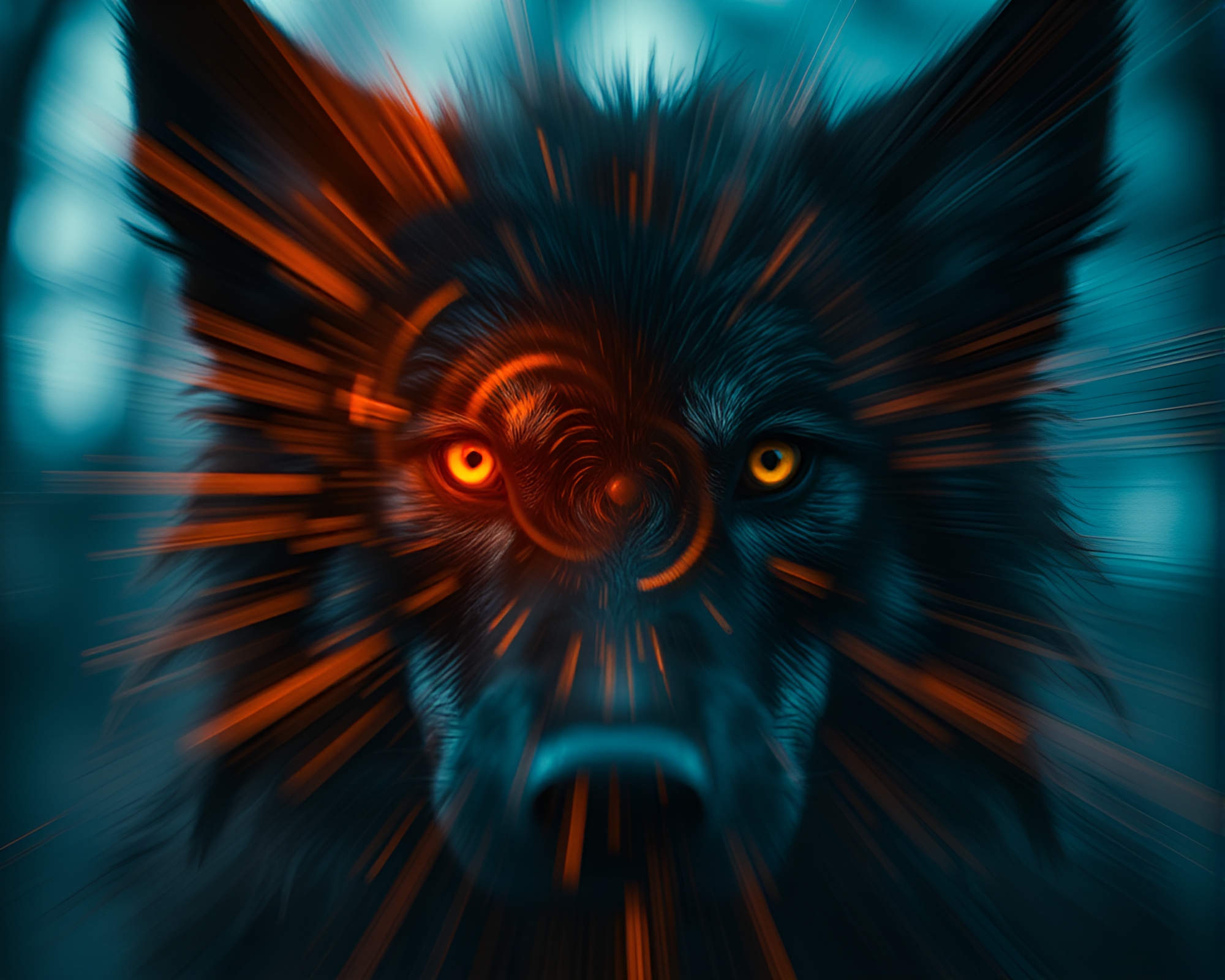 Golden Morning Glow: Werewolf Lens Distortion Swirl – free AI stock image