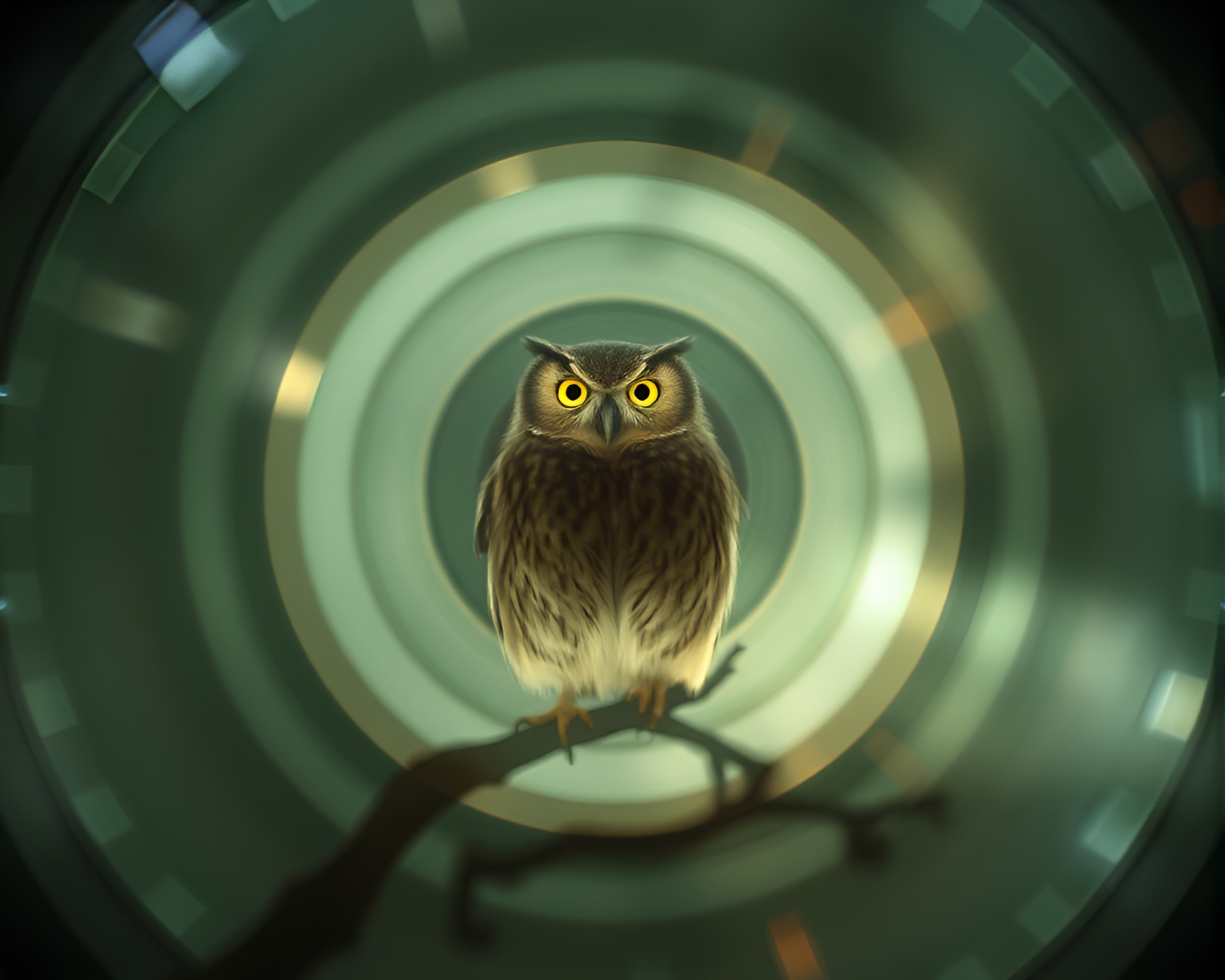 Clockwork Owl in Concentric Circles – free AI stock image