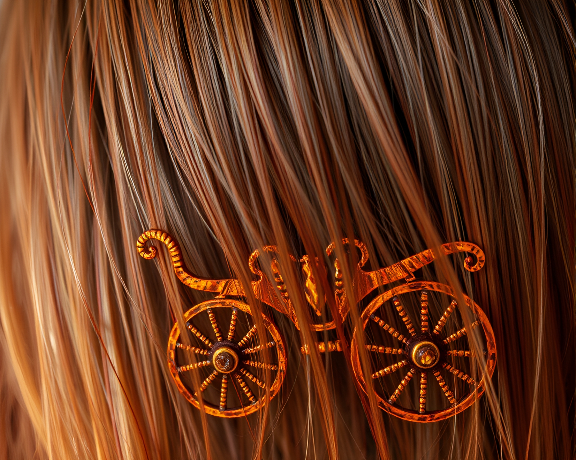 Chariot of Infrared Warmth: Rust-Stained Hair Simulation – free AI stock image