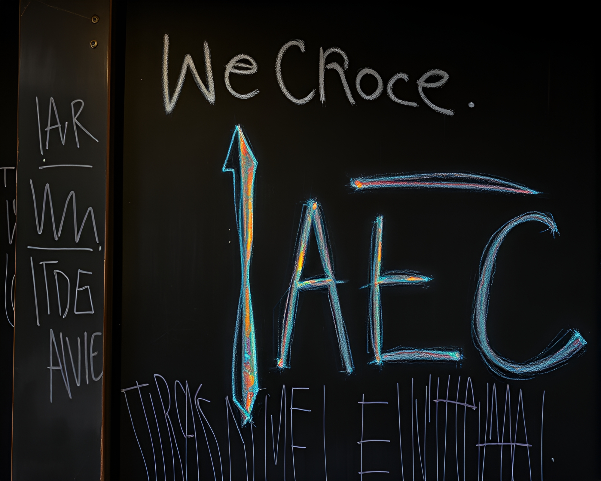 Holographic Chalkboard Street Art Illumination – free AI stock image